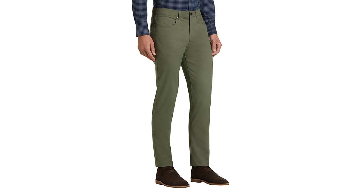 Joseph Abboud Olive Classic Fit Twill Casual Pants - Men's Sale | Men's ...