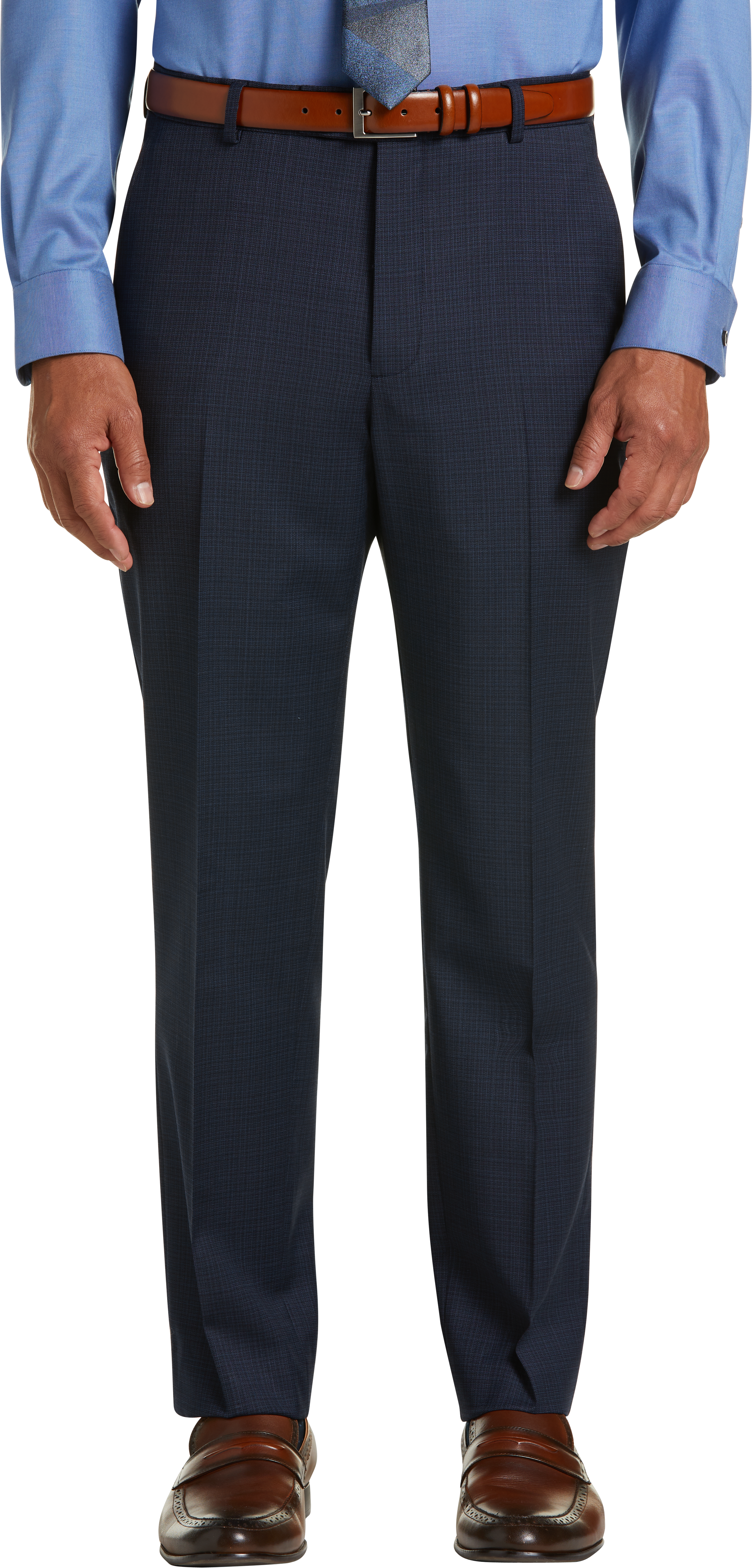 Awearness Kenneth Cole AWEAR-TECH Blue Check Slim Fit Dress Pants - Men ...