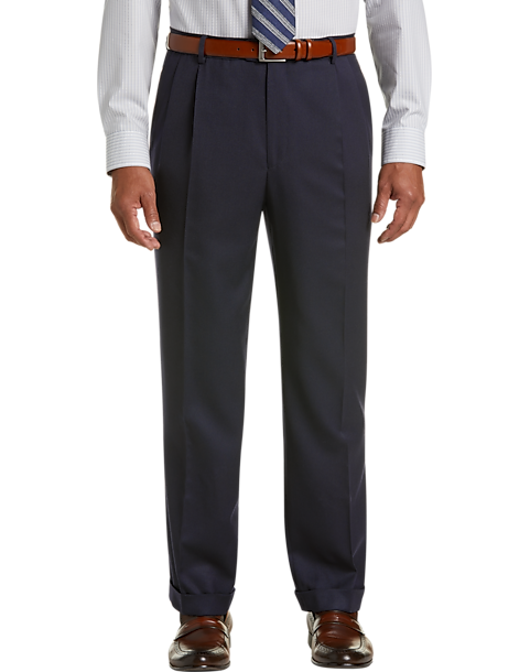 Joseph & Feiss Navy Classic Fit Pleated Dress Pants - Men's Sale | Men ...