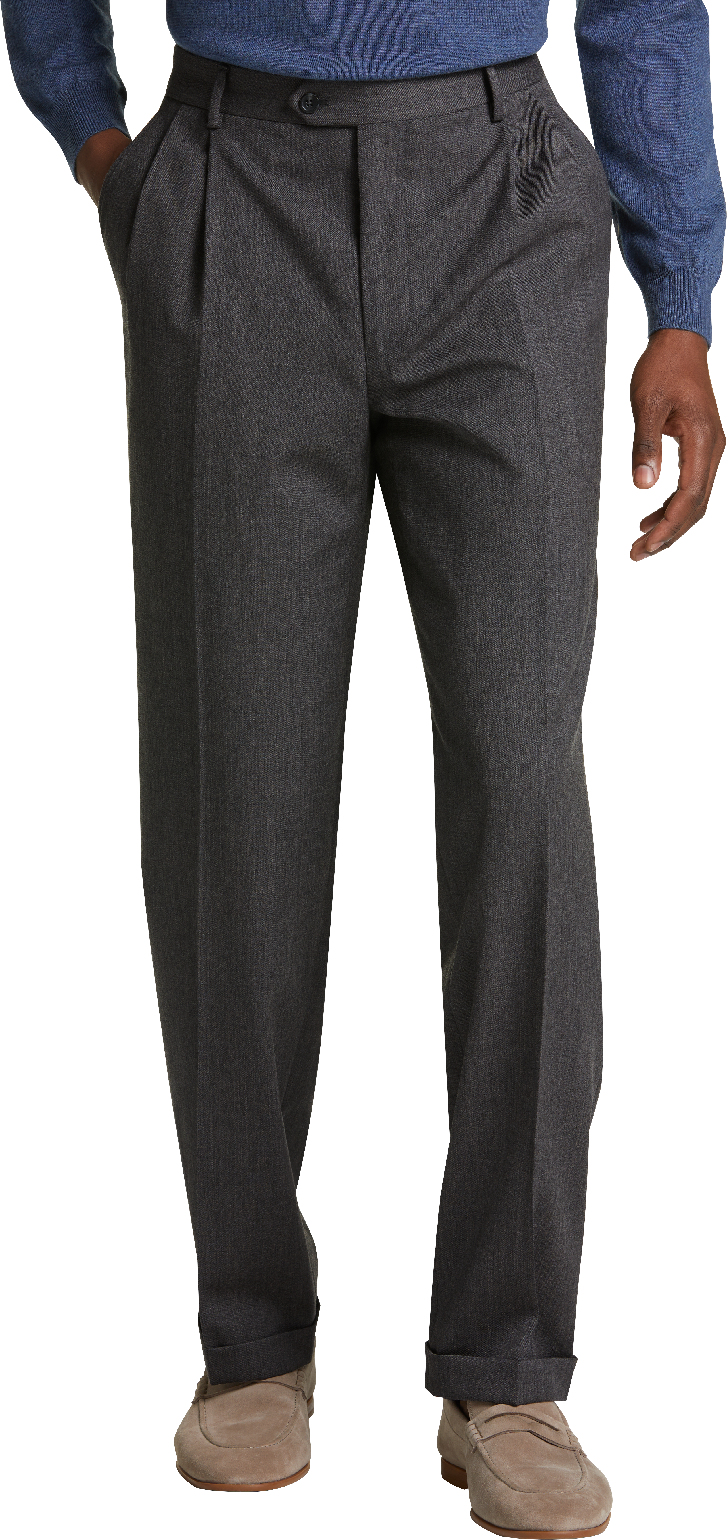 Joseph & Feiss Gray Classic Fit Pleated Dress Pants - Men's Sale | Men ...