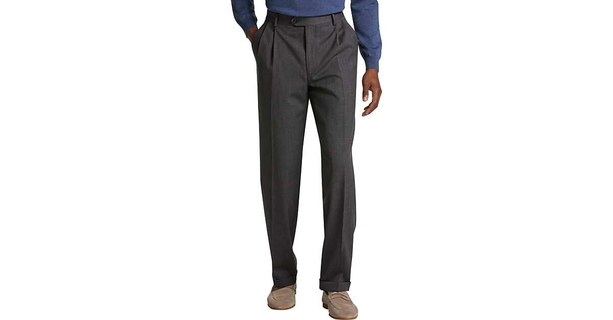 Joseph & Feiss Gray Classic Fit Pleated Dress Pants Men's Sale Men