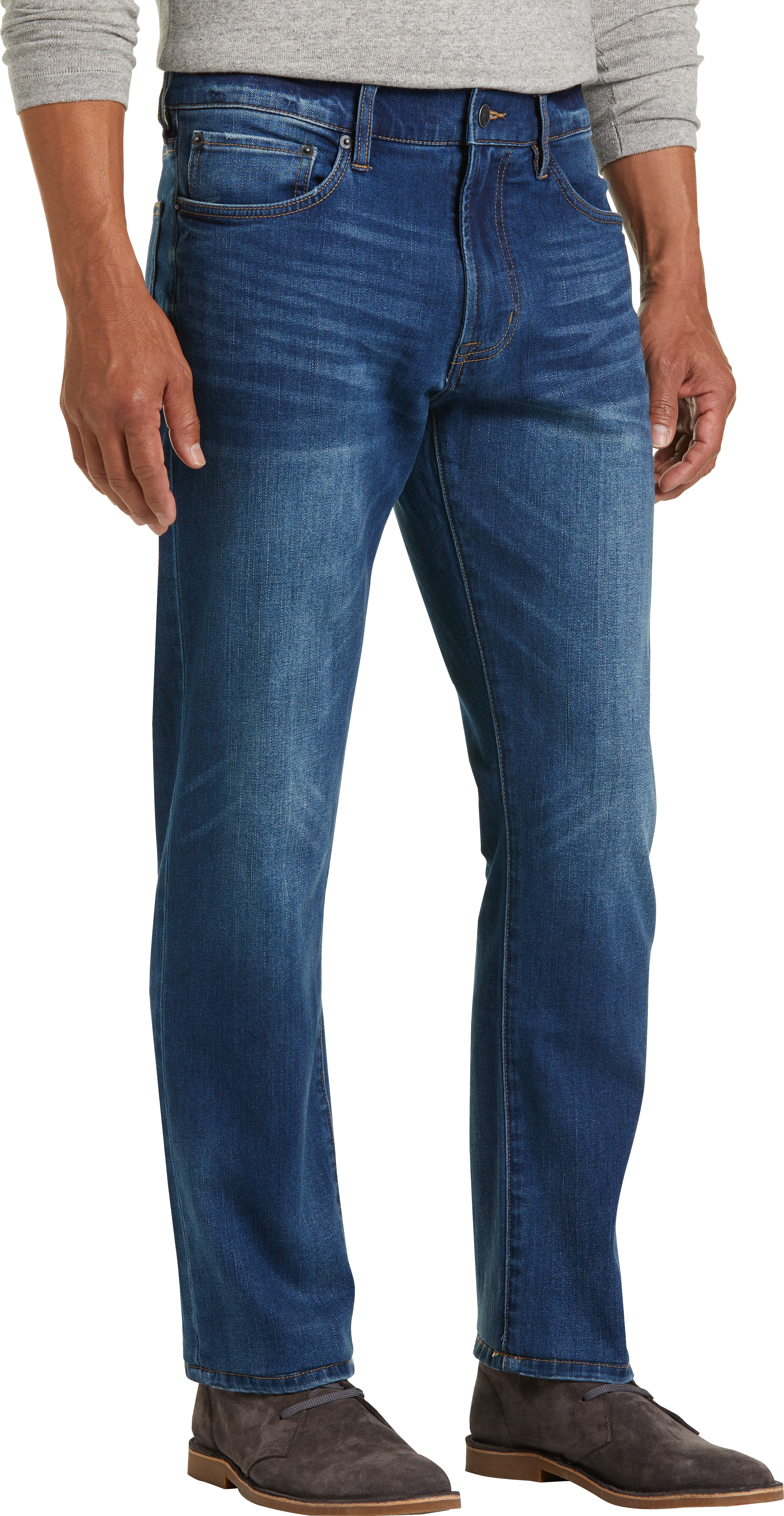 medium blue wash jeans