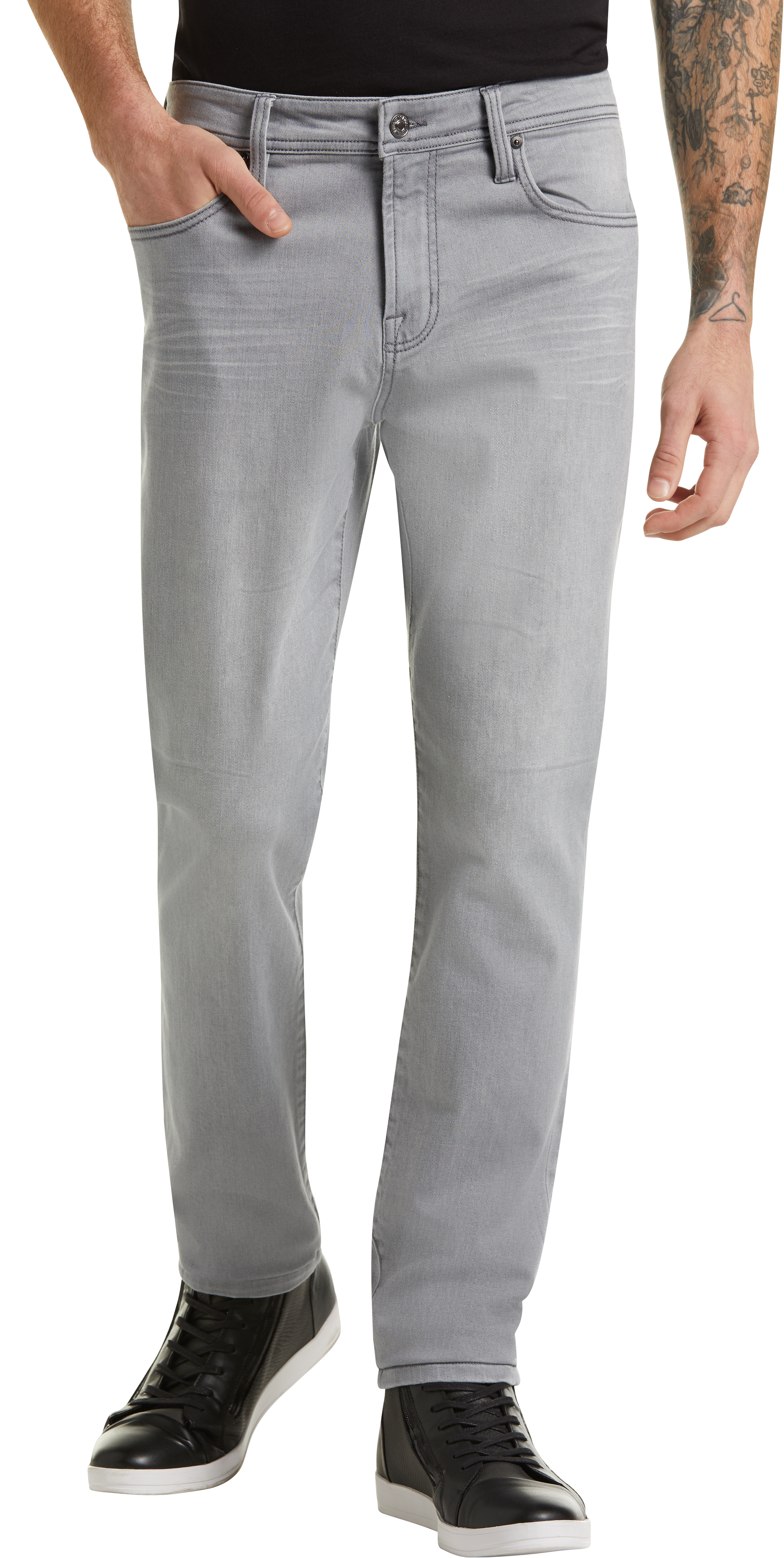 gray slim straight jeans