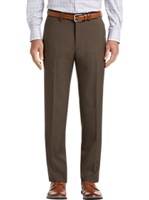 Mens - Haggar Premium Comfort 4-Way Stretch Dress Pants, Brown - Men's Wearhouse