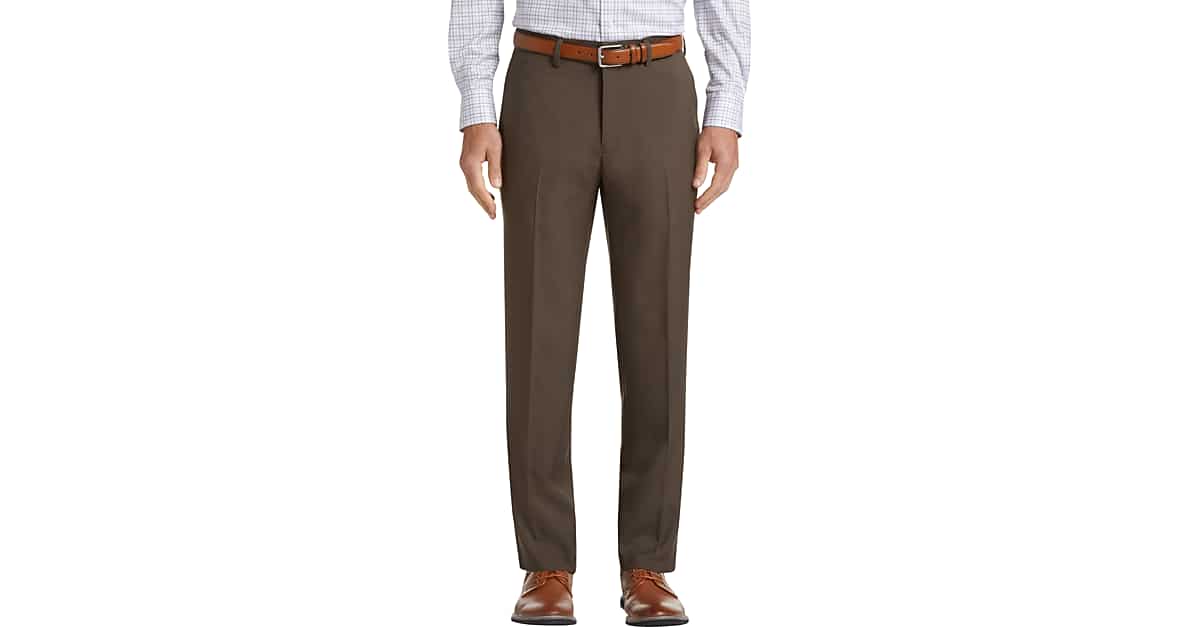 Haggar Premium Comfort Brown 4Way Stretch Slim Fit Dress Pants Men's