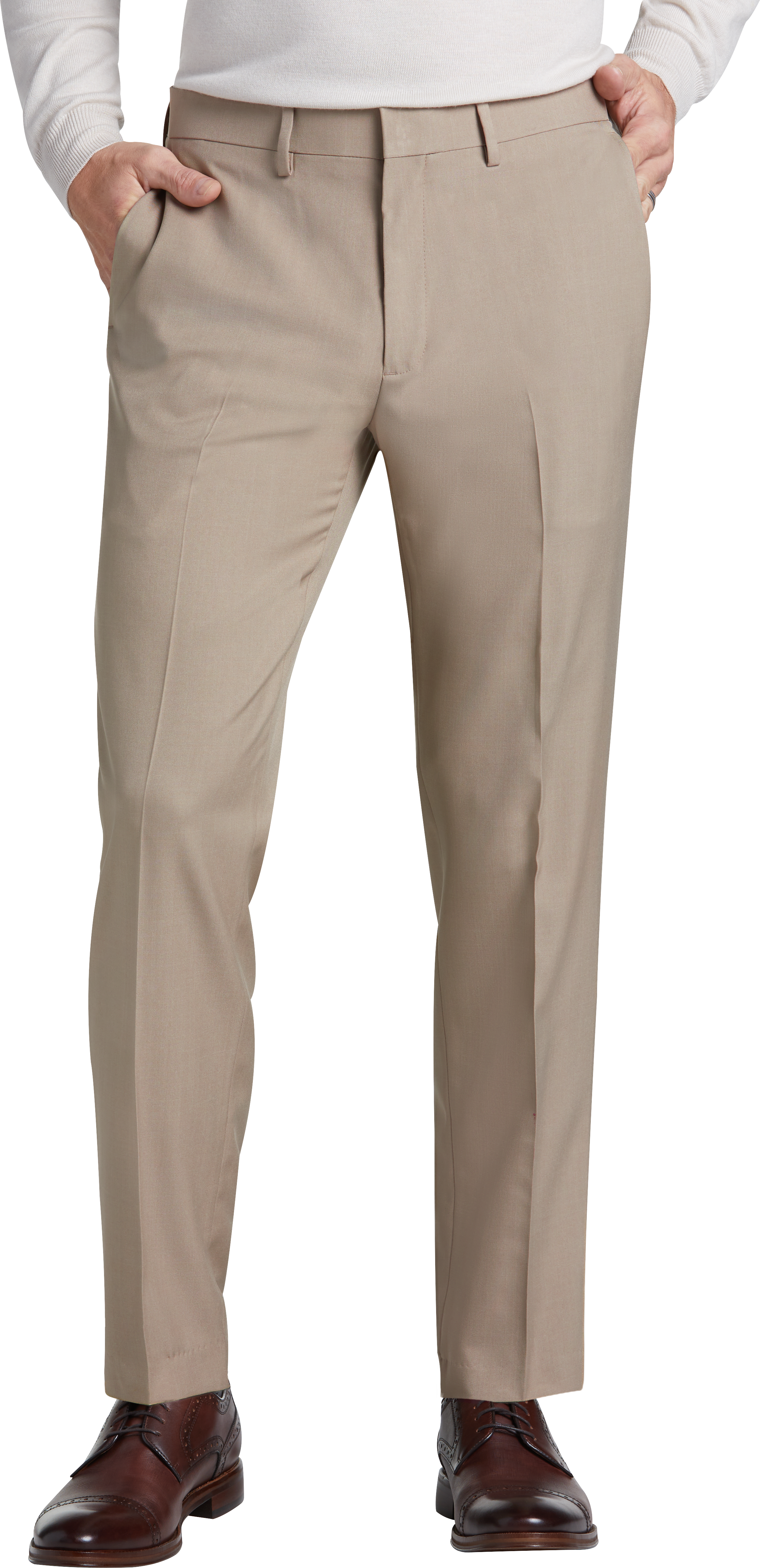 Haggar Premium Comfort 4-Way Stretch Dress Pants, Khaki - Men's Pants ...