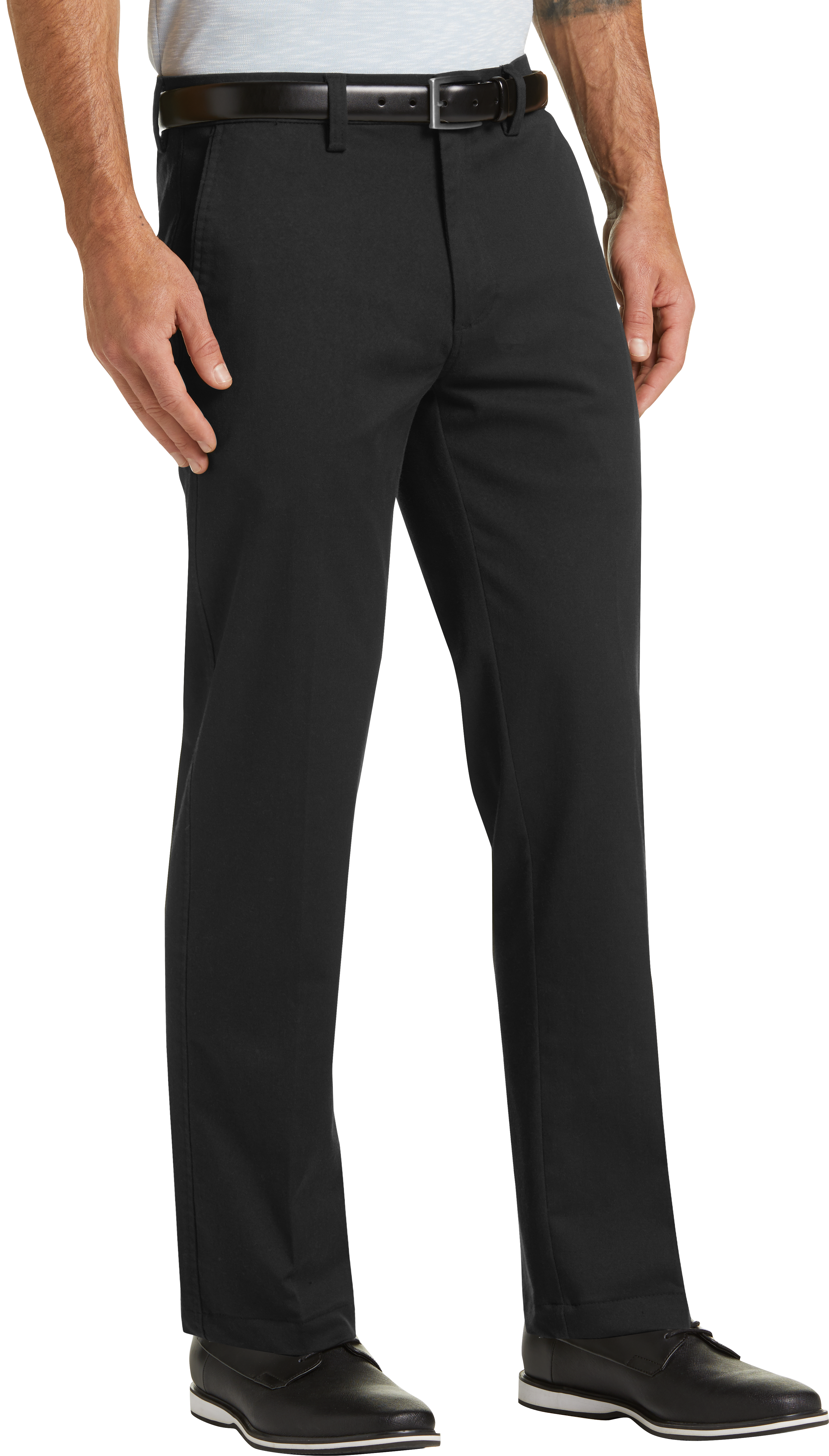 black straight fit pants