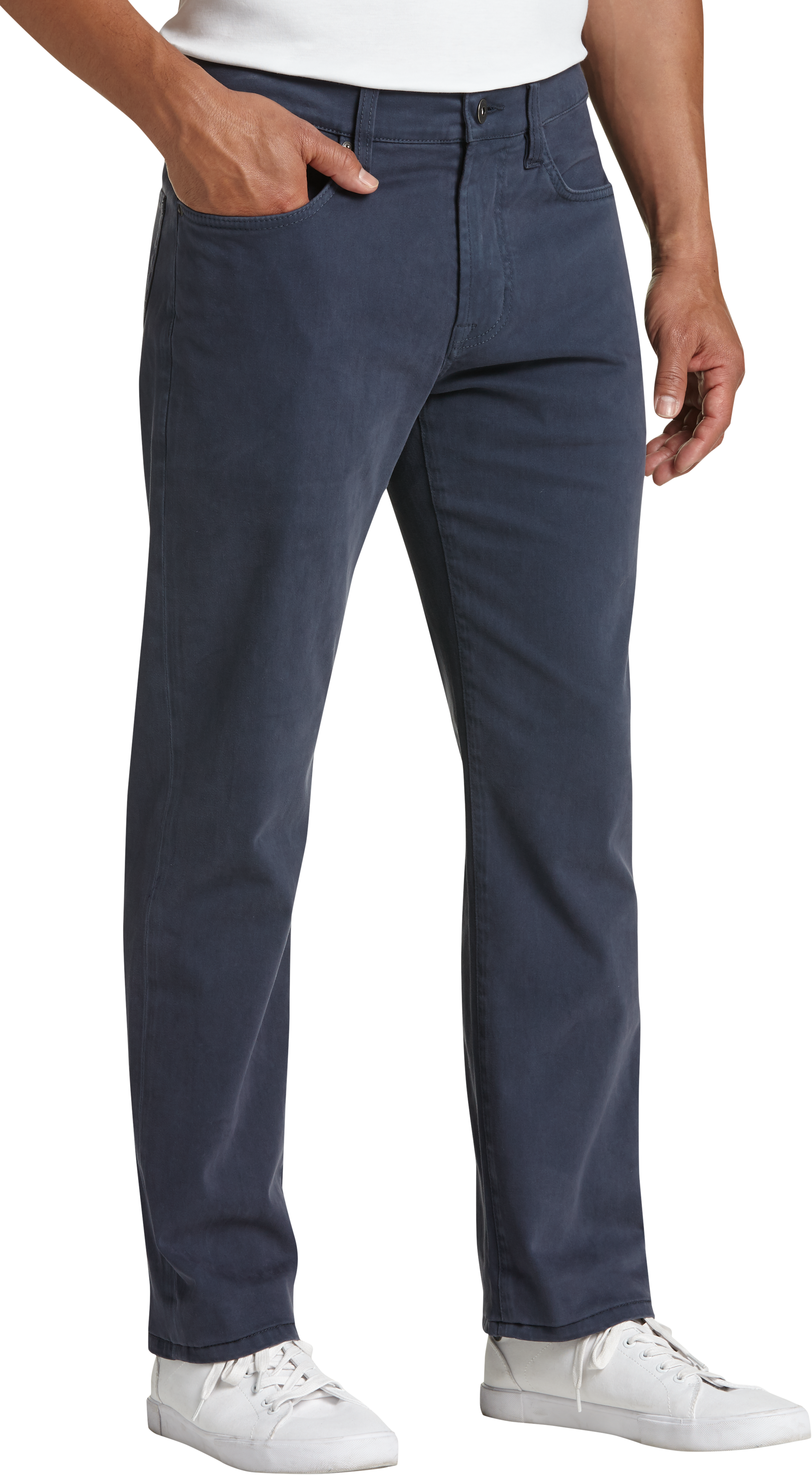 Joseph Abboud Navy Classic Fit Sateen Twill Casual Pants - Men's Sale ...