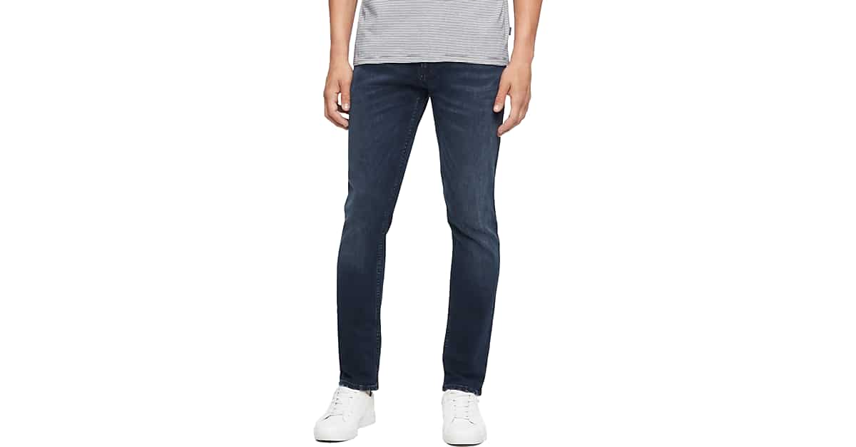 Calvin Klein Straight Fit Stretch Jeans, Boston Blue-Black - Men's Pants |  Men's Wearhouse