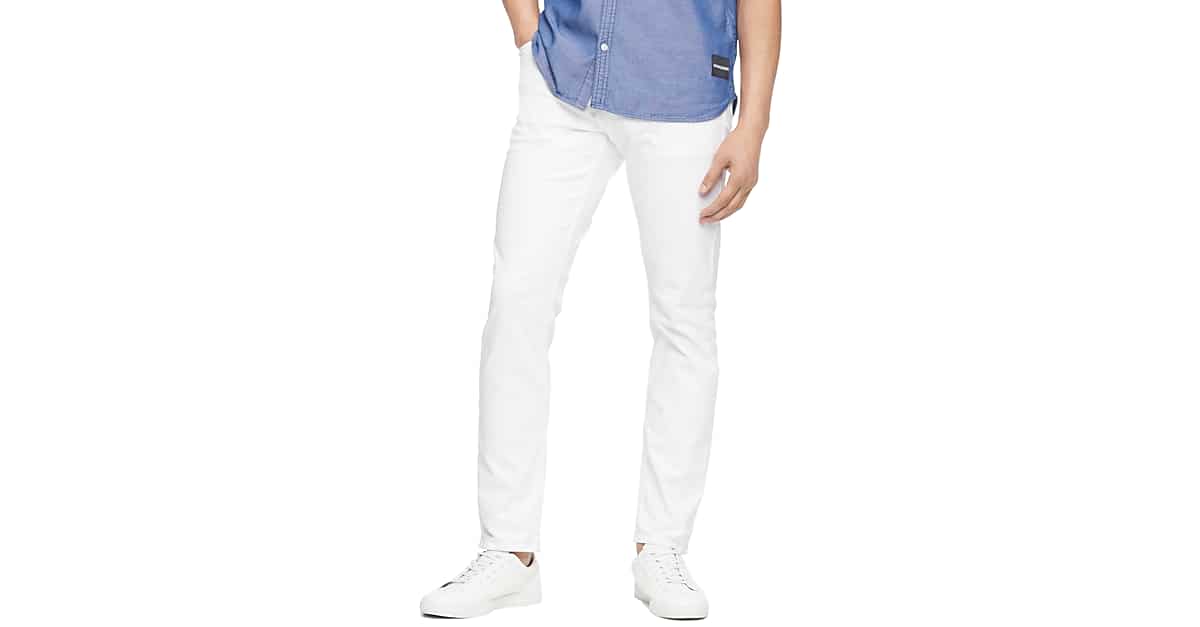 opstelling plak Zwakheid Calvin Klein Jeans Slim Fit Stretch Jeans, Nantucket White - Men's Pants |  Men's Wearhouse