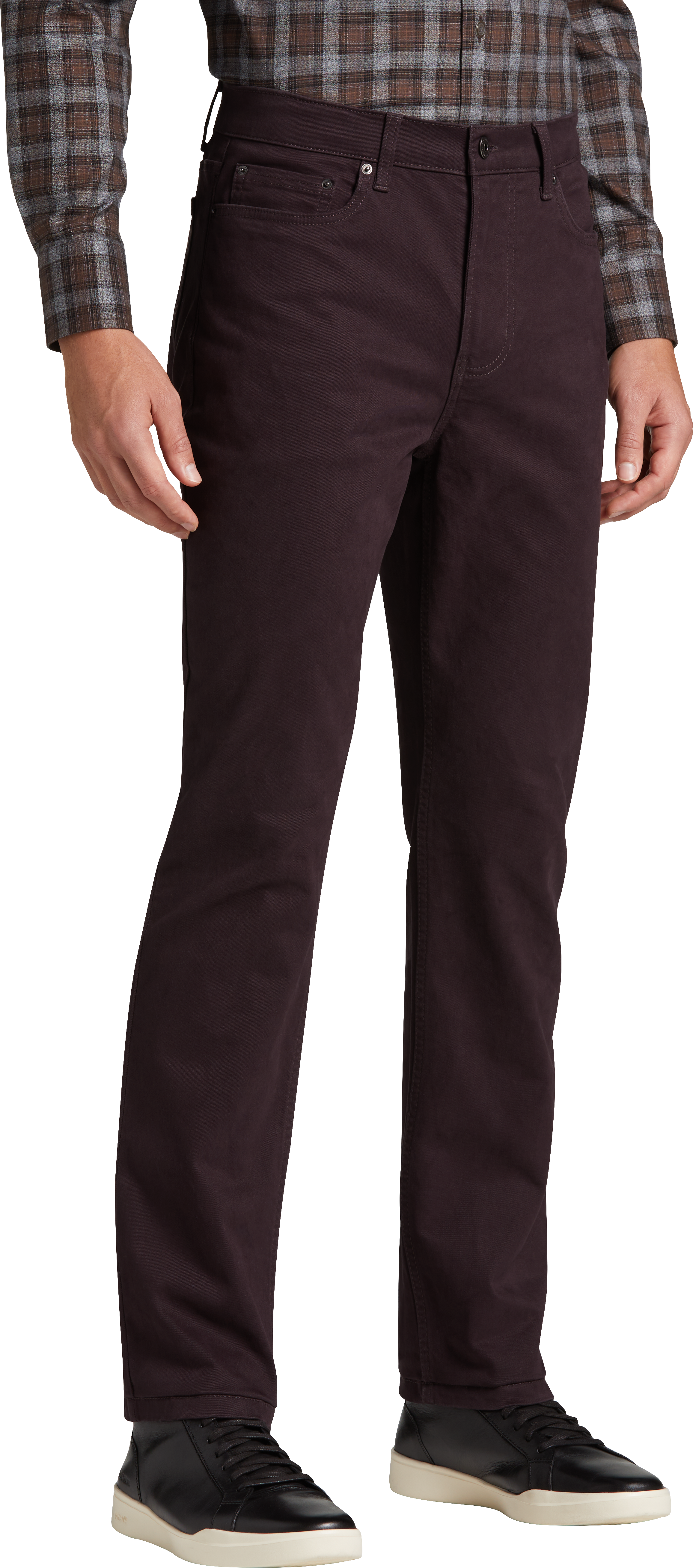 Joseph Abboud Modern Fit Luxe Power Stretch Twill Pants, Bordeaux - Men ...