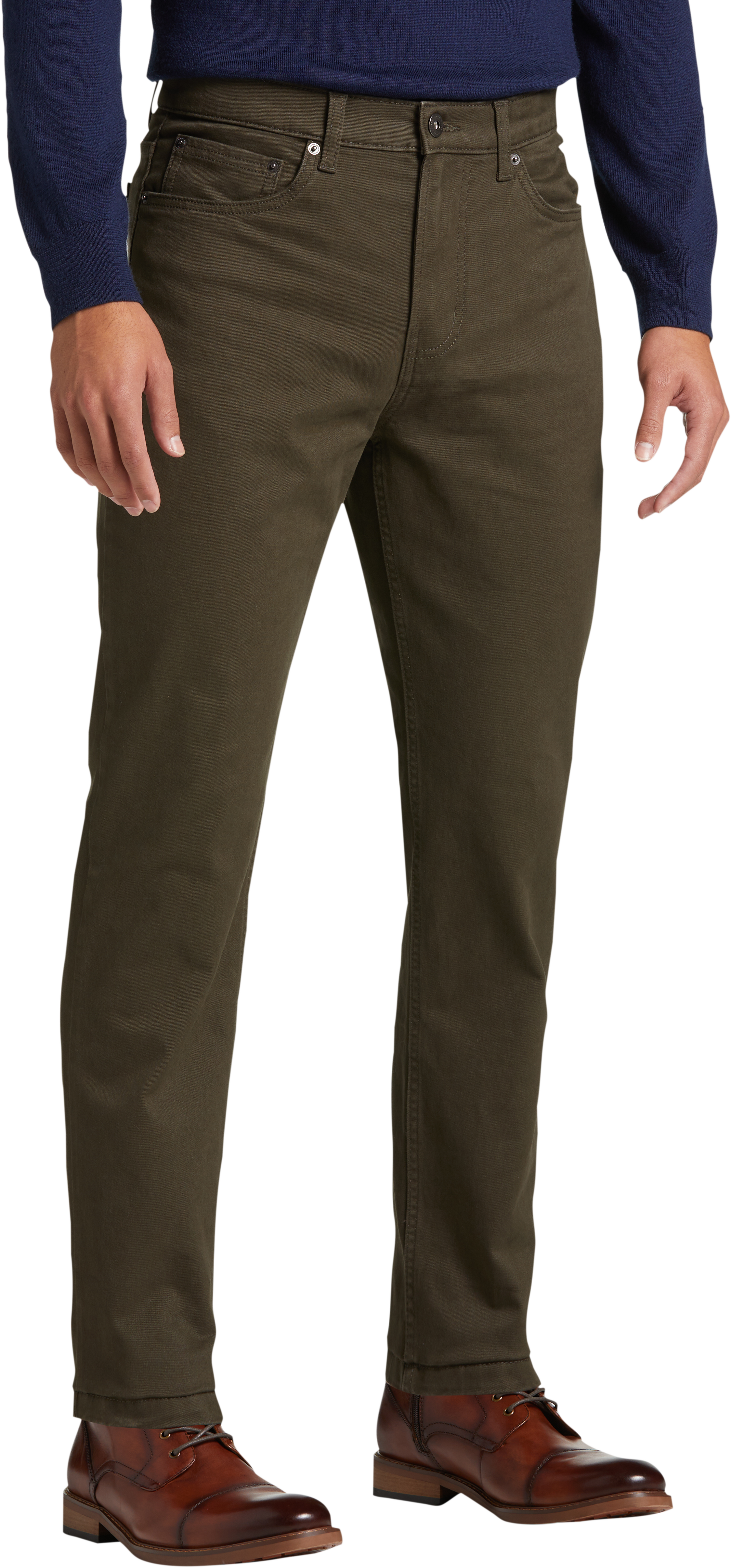Joseph Abboud Modern Fit Luxe Power Stretch Twill Pants, Olive - Men's ...