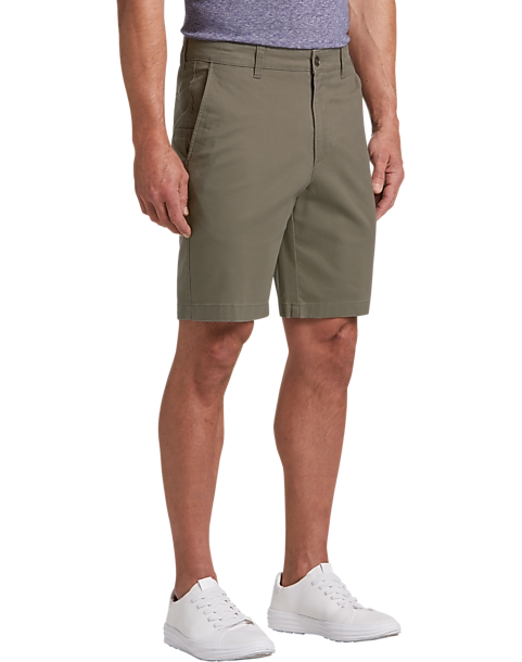 9 Crowns Mens Flat Front Modern fit Twill Chino Belted Shorts Essentials
