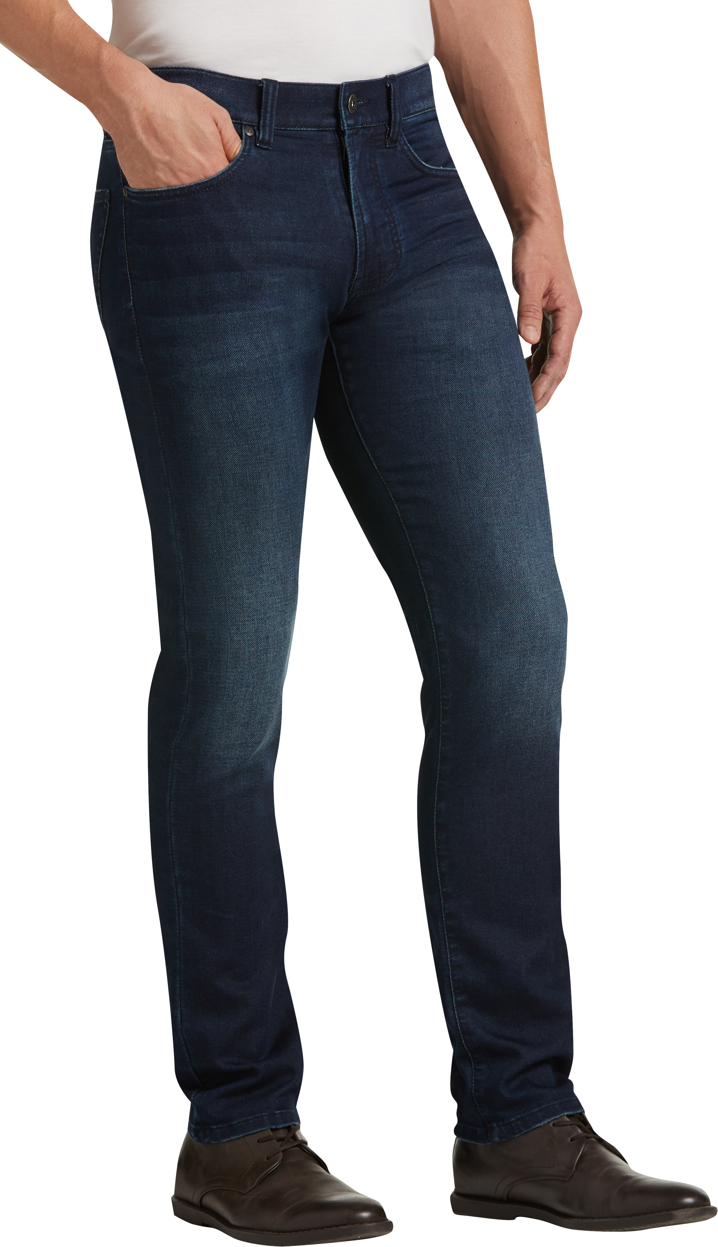 slim dark blue jeans