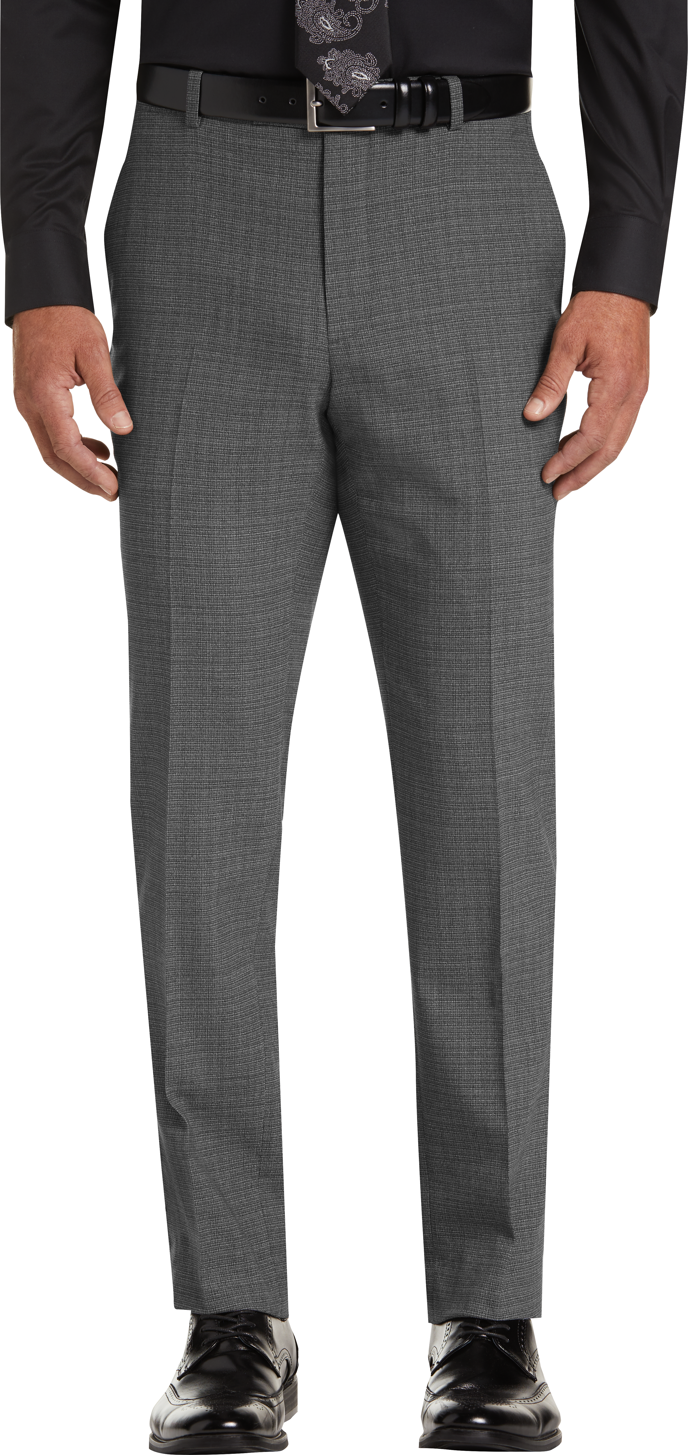 Awearness Kenneth Cole AWEAR-TECH Gray Check Slim Fit Dress Pants - Men ...