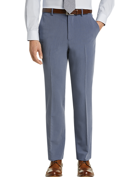Egara Blue Herringbone Slim Fit Dress Pants - Men's Sale | Men's Wearhouse