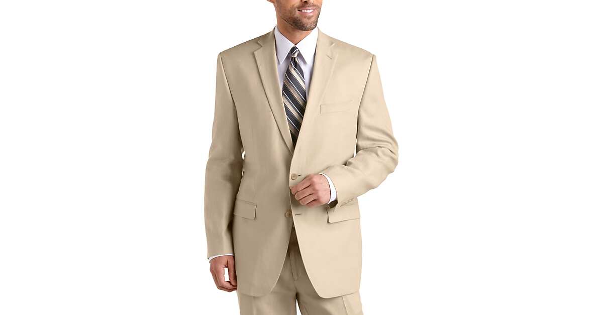 Calvin Klein Tan Linen Suit Separates Slim Fit Coat Men's Big & Tall Men's Wearhouse