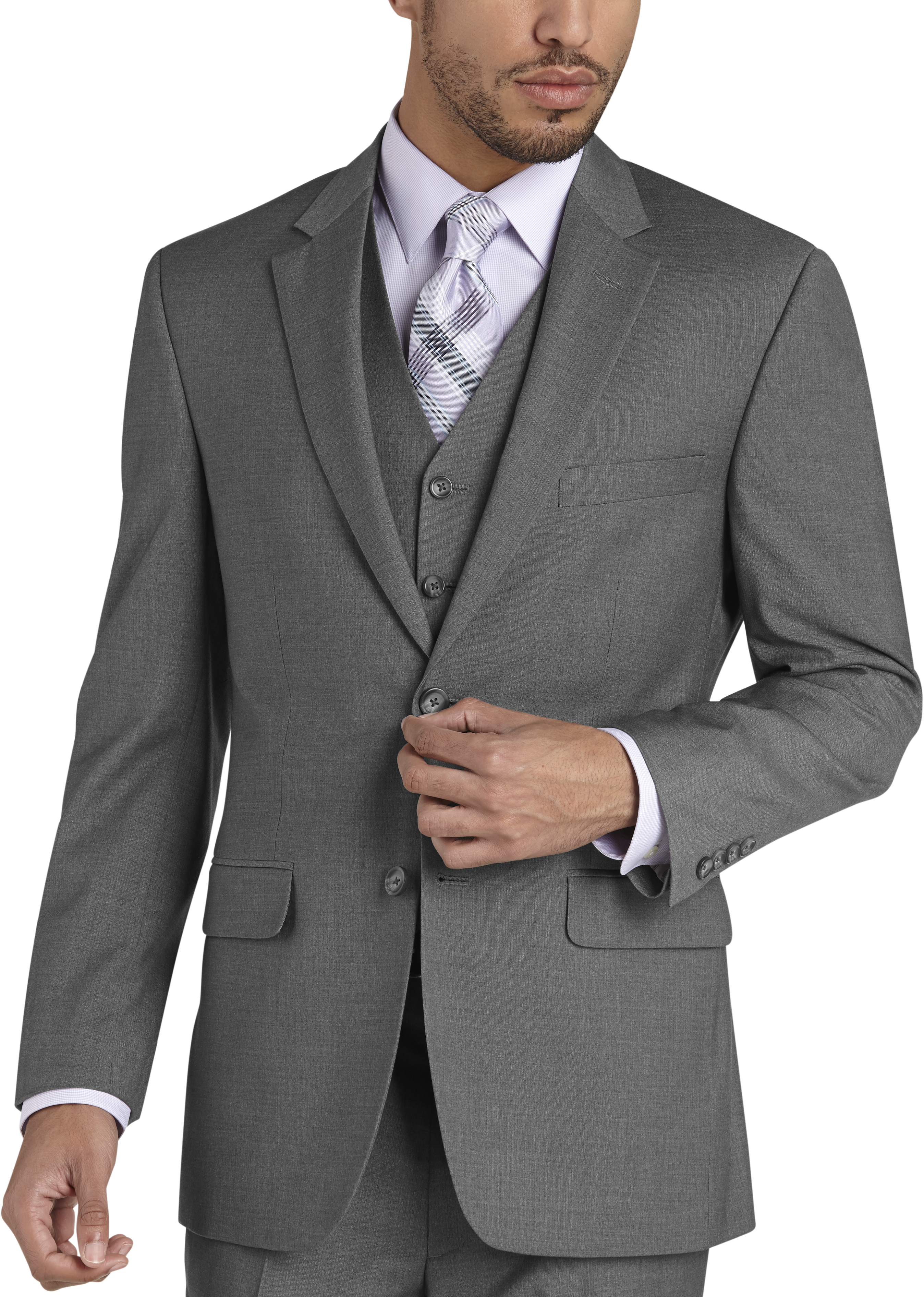 Pronto Uomo Gray Modern Fit Vested Suit - Men's Sale | Men's Wearhouse