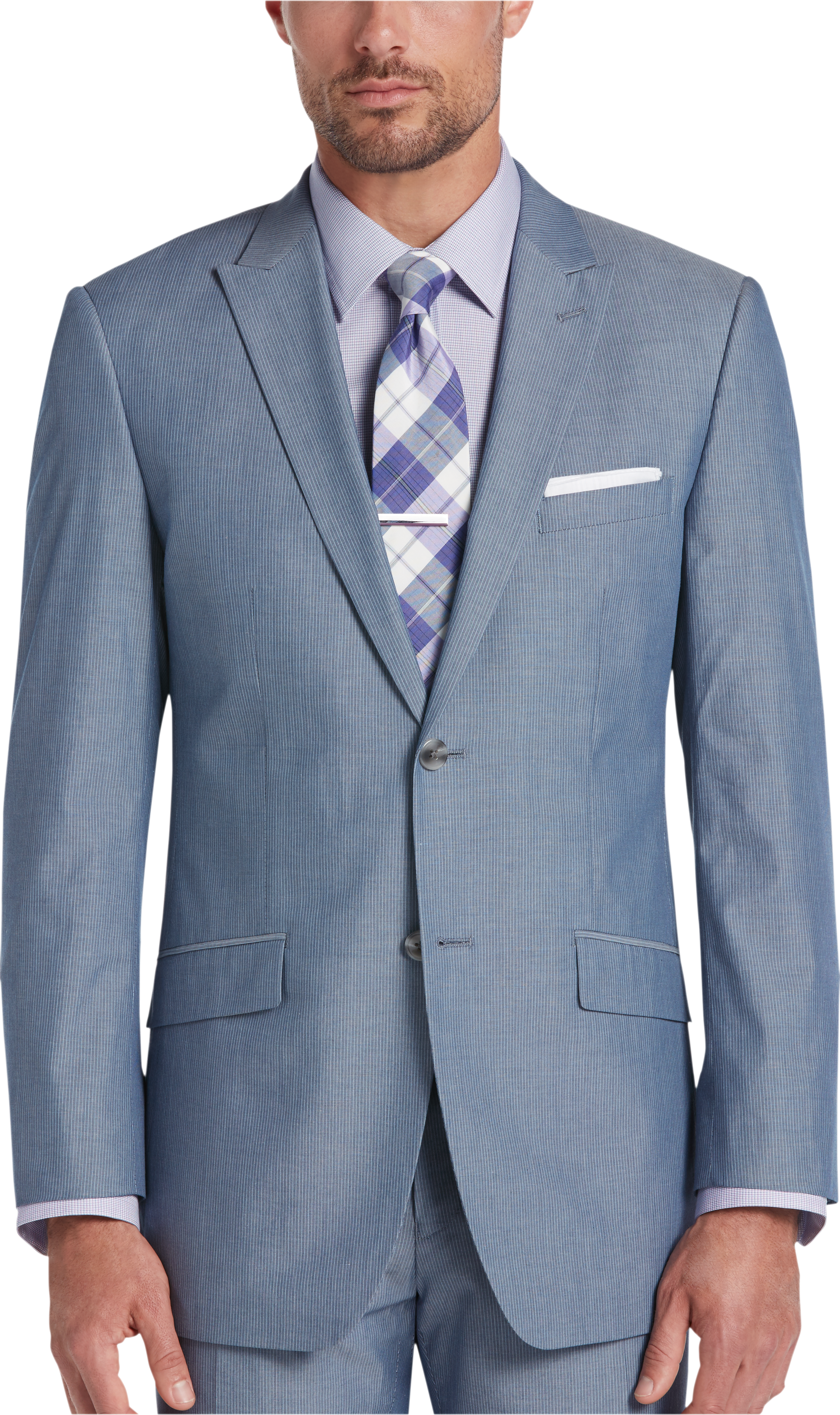 Perry Ellis Portfolio Blue Stripe Slim Fit Suit - Men's Suits | Men's ...