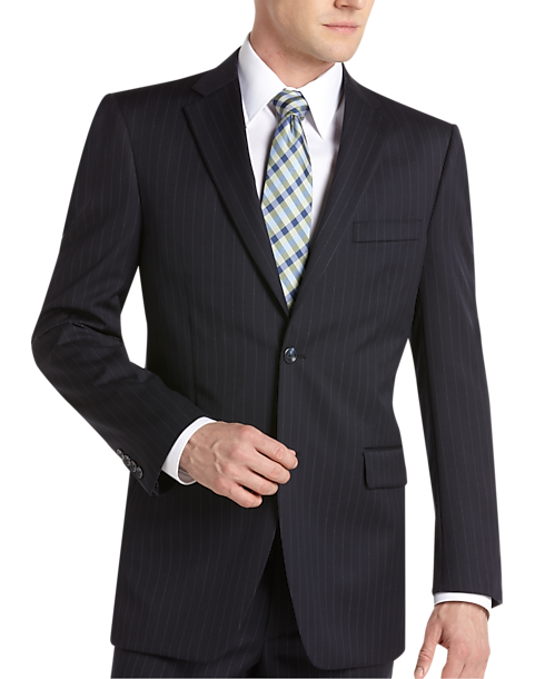 $650 Jones New York Classic Fit Gray Tonal Striped 2 Button Mens Suit 