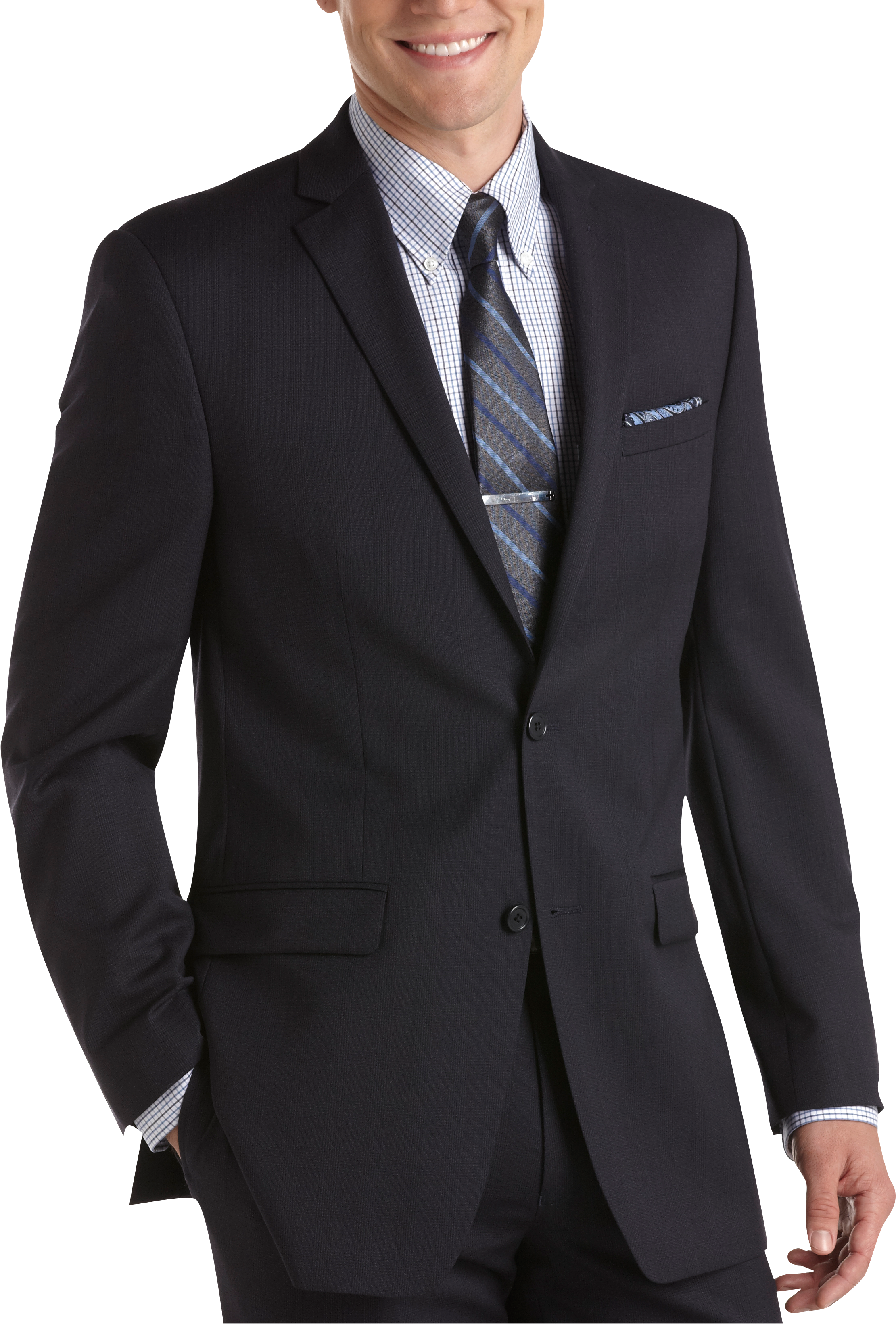 Joseph Abboud Navy Plaid Slim Fit Suit - Men's Suits | Men's Wearhouse
