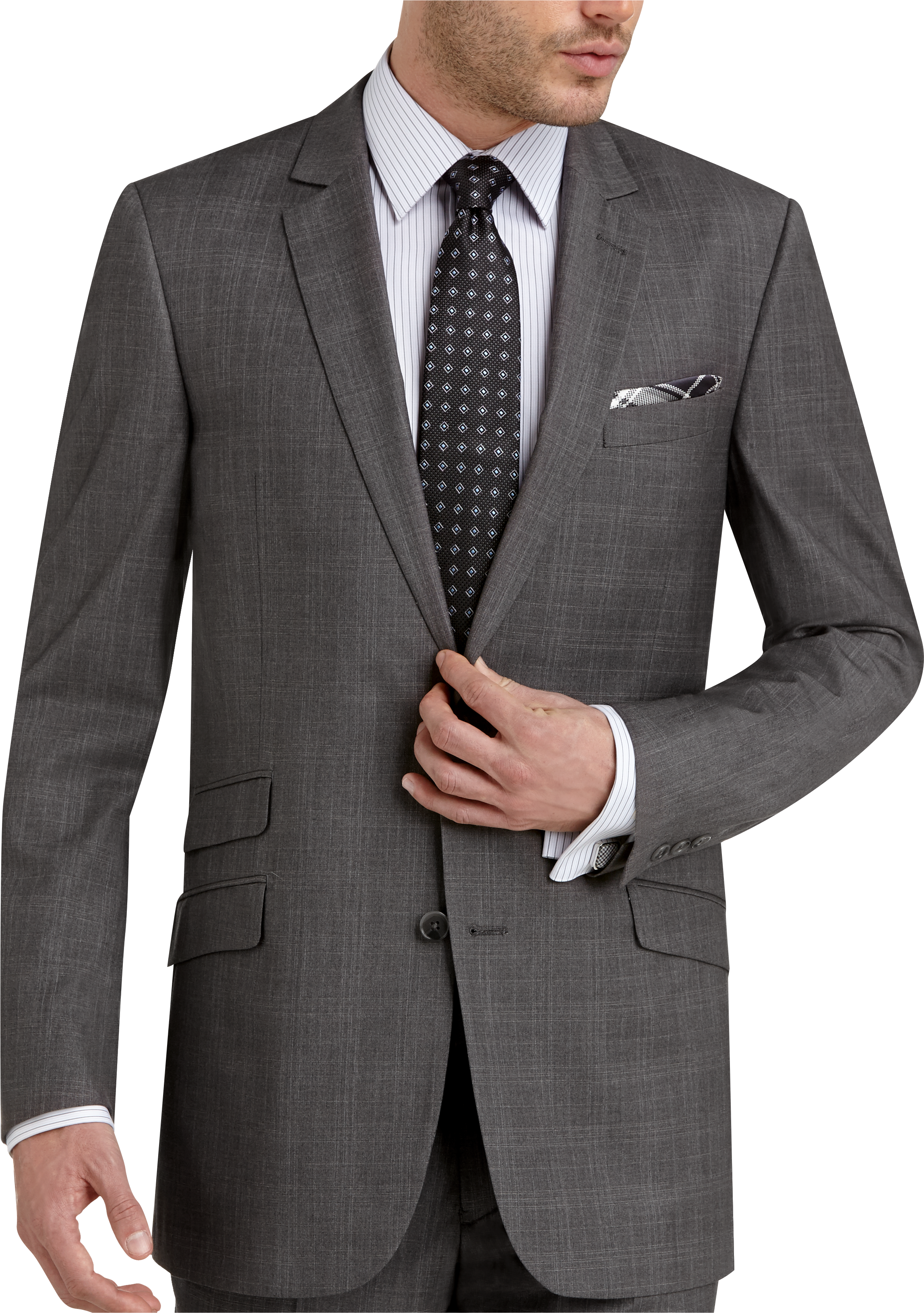 English Laundry Gray Plaid Slim Fit Suit - Men's Suits | Men's Wearhouse
