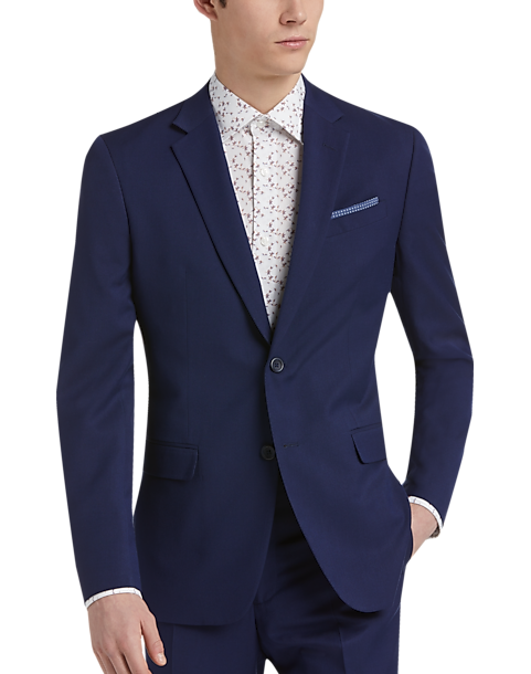 Egara Blue Contemporary and Stylish Skinny Fit Suit (Size: 48 Regular/Long)