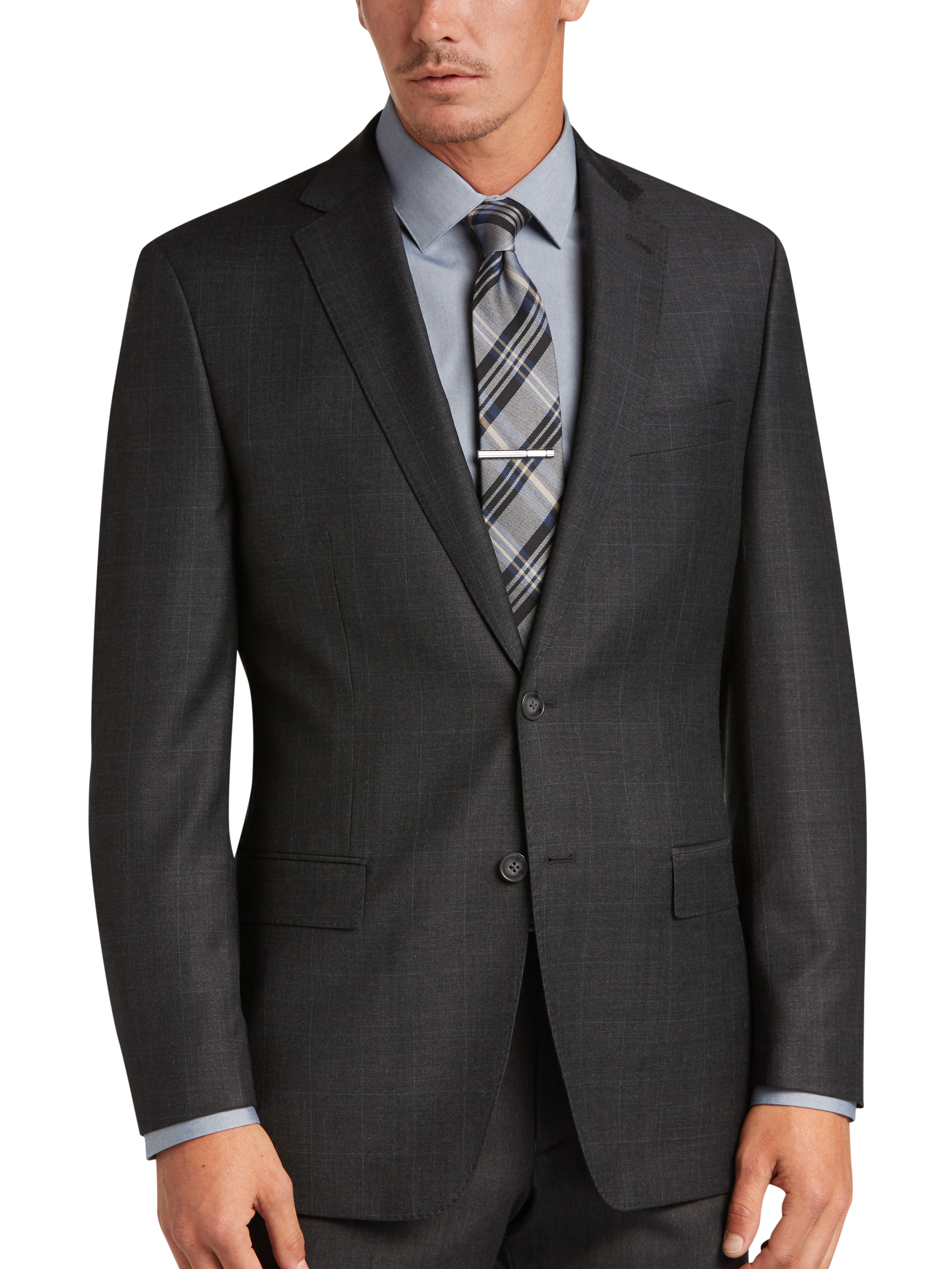 Calvin Klein Charcoal Plaid Modern Fit Suit - Men's Sale | Men's Wearhouse