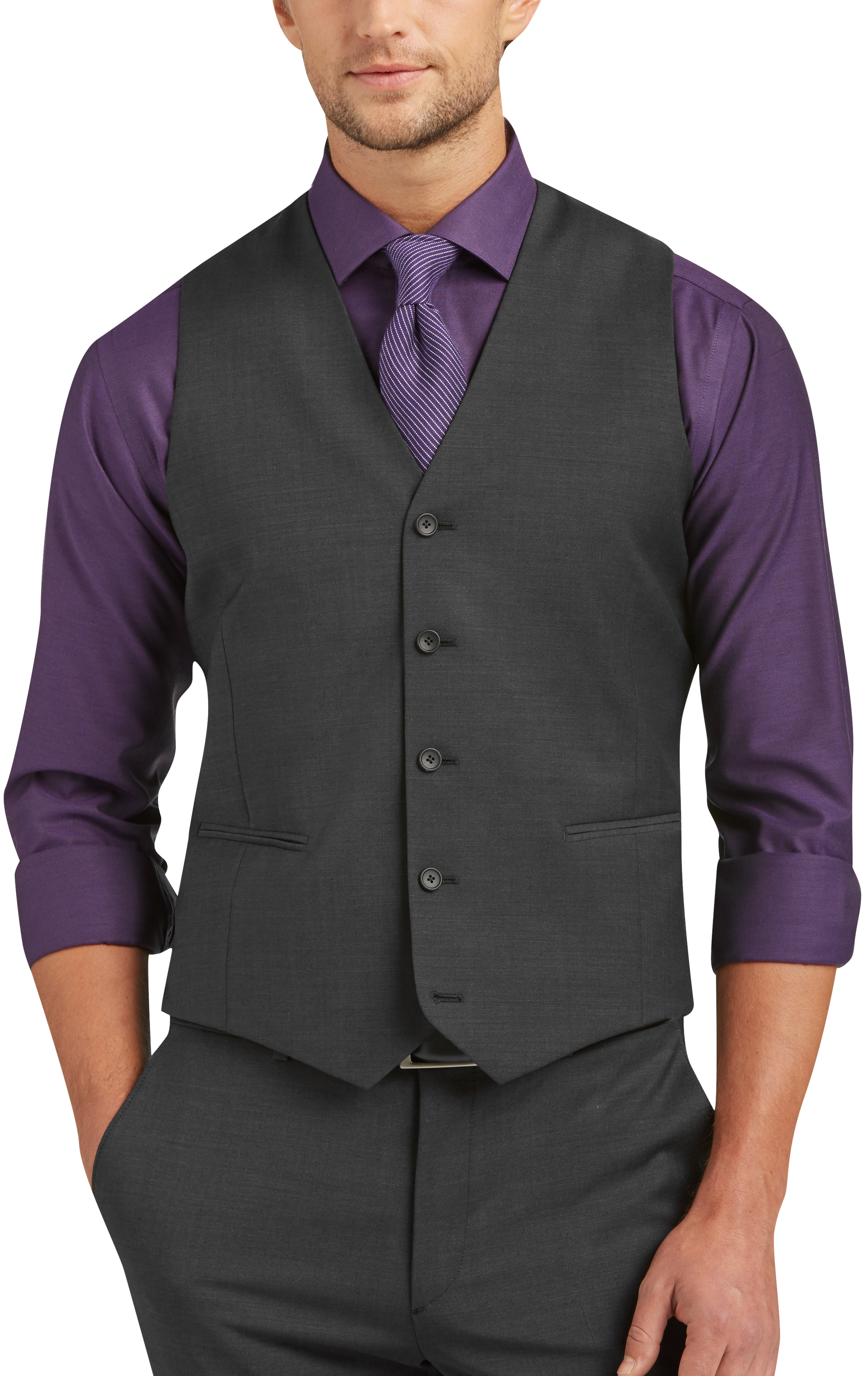 Voorstel Eigendom kofferbak Awearness Kenneth Cole AWEAR-TECH Slim Fit Suit Separates Vest, Charcoal -  Men's Suits | Men's Wearhouse