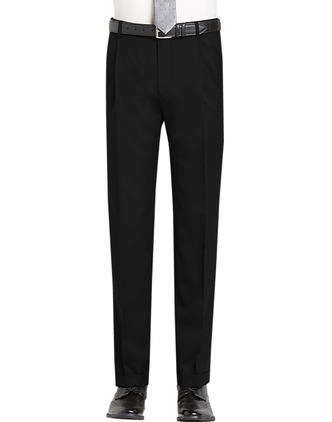 Pronto Uomo Platinum Suit Separates Modern Fit Pleated Slacks, Black