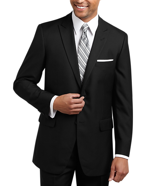 40S Perry Ellis Black Fashion Tuxedo Jacket & Pant Suit for Prom Formal Wedding 