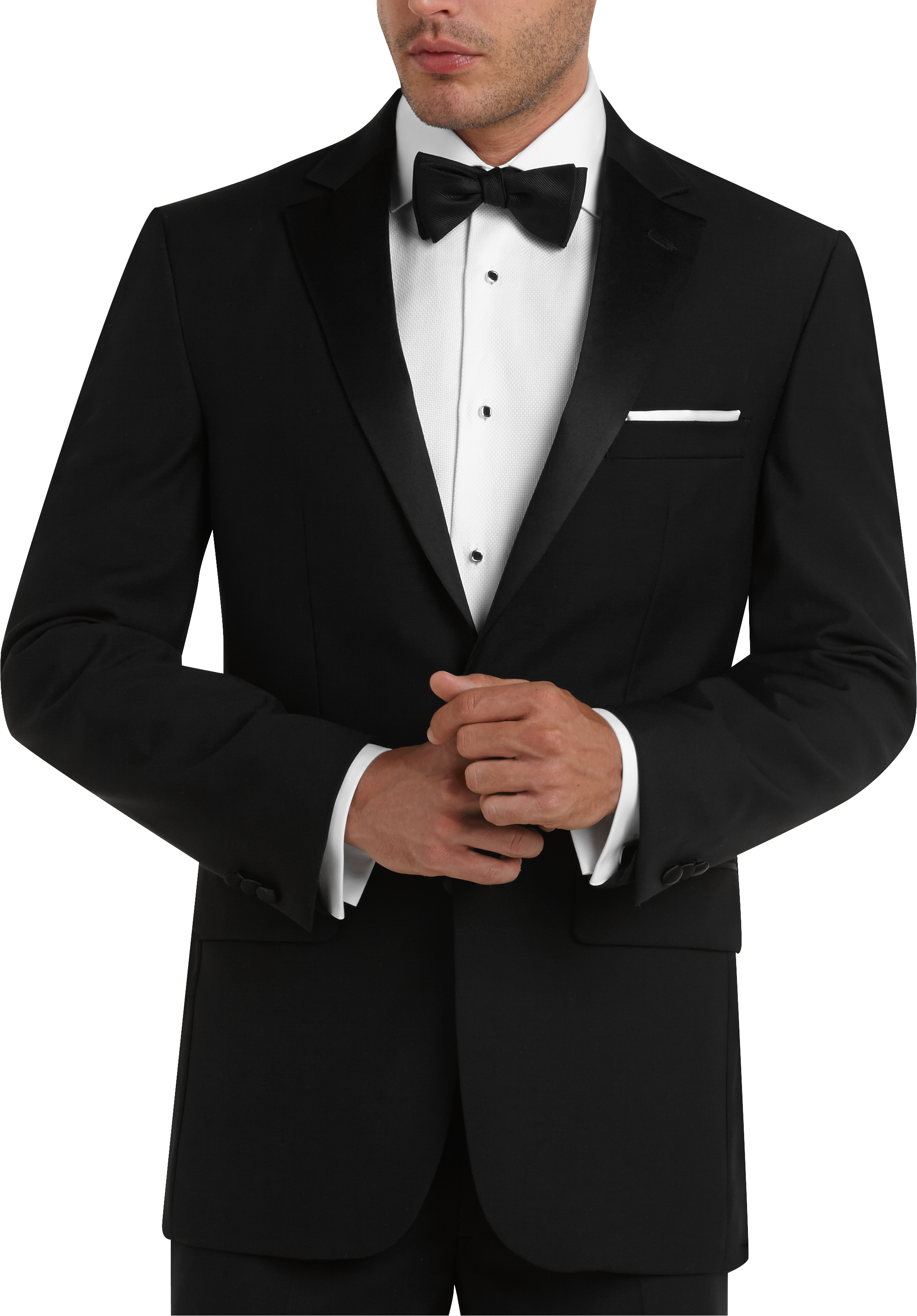 Pronto Uomo Notch Lapel Modern Fit Tuxedo, Black - Men's Suits