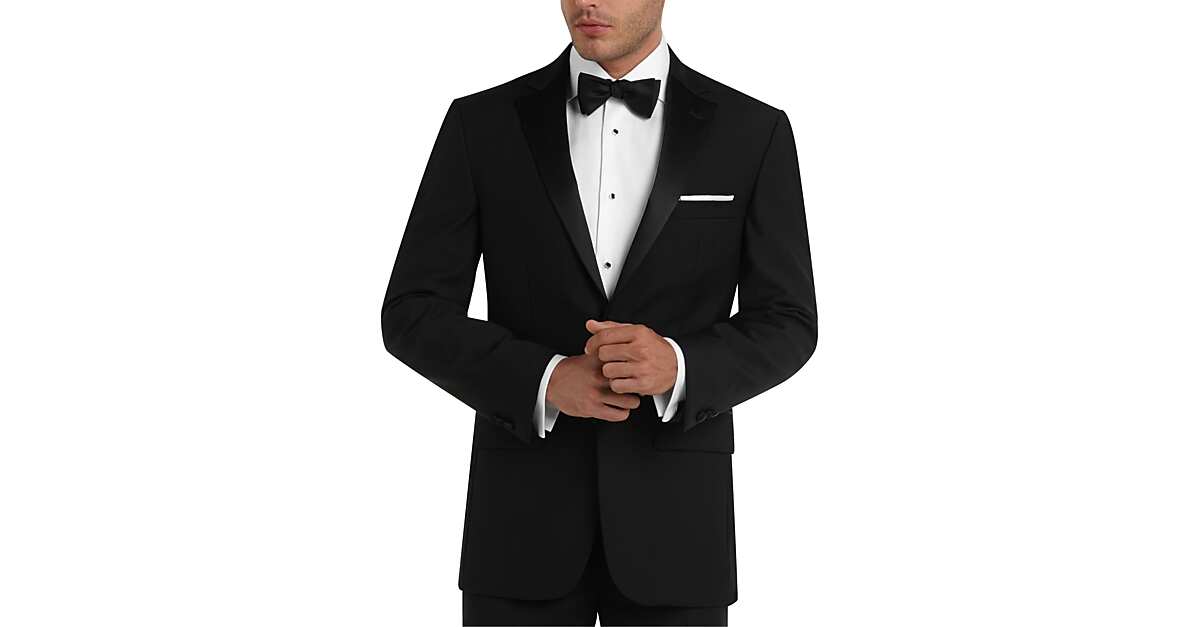 42 L Black Tuxedo Coat Pant Shirt Vest Bow tie links Complete Tuxedo Nice Cheap 