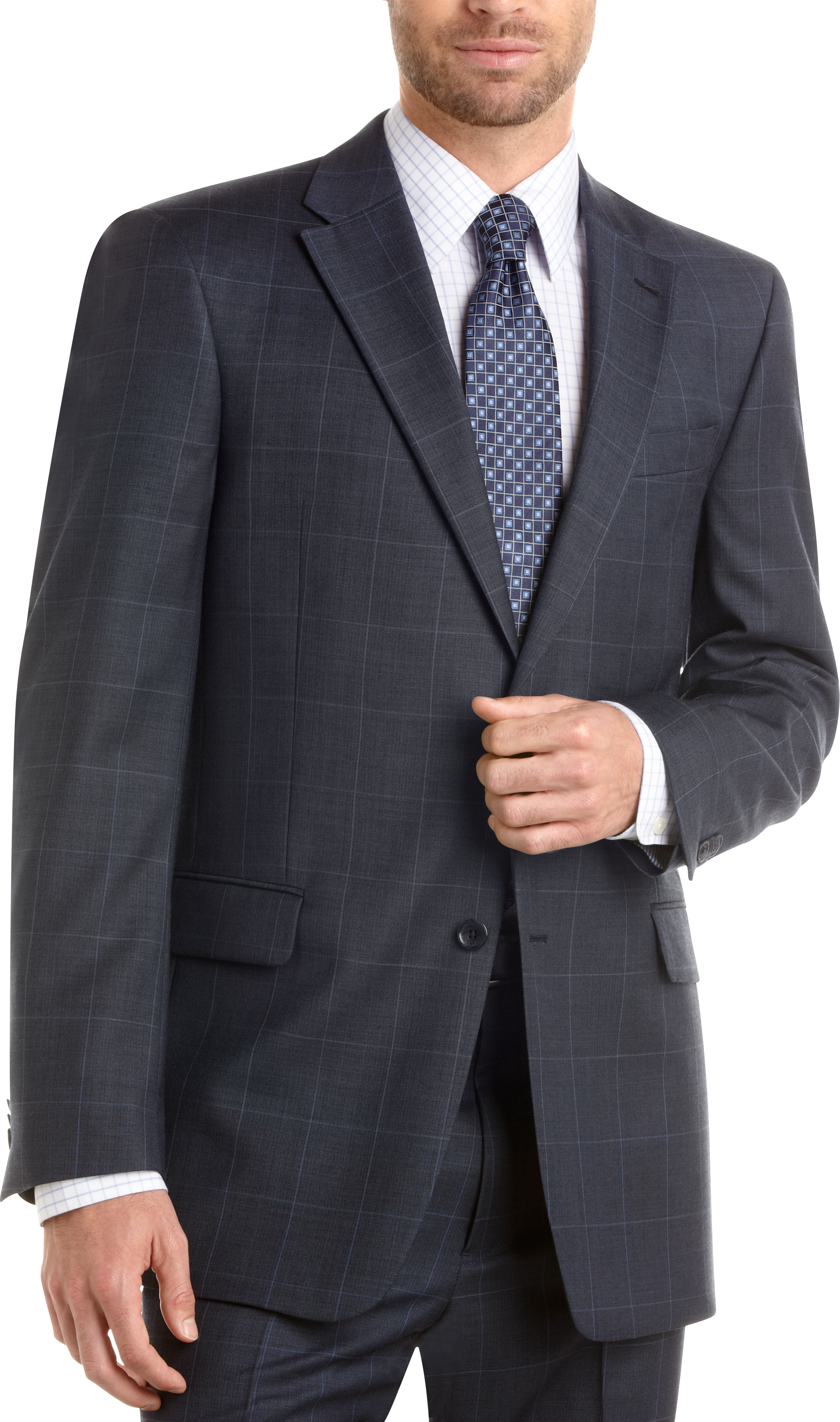 Tommy Hilfiger Navy Plaid Slim Fit Suit - Men's Suits | Men's Wearhouse