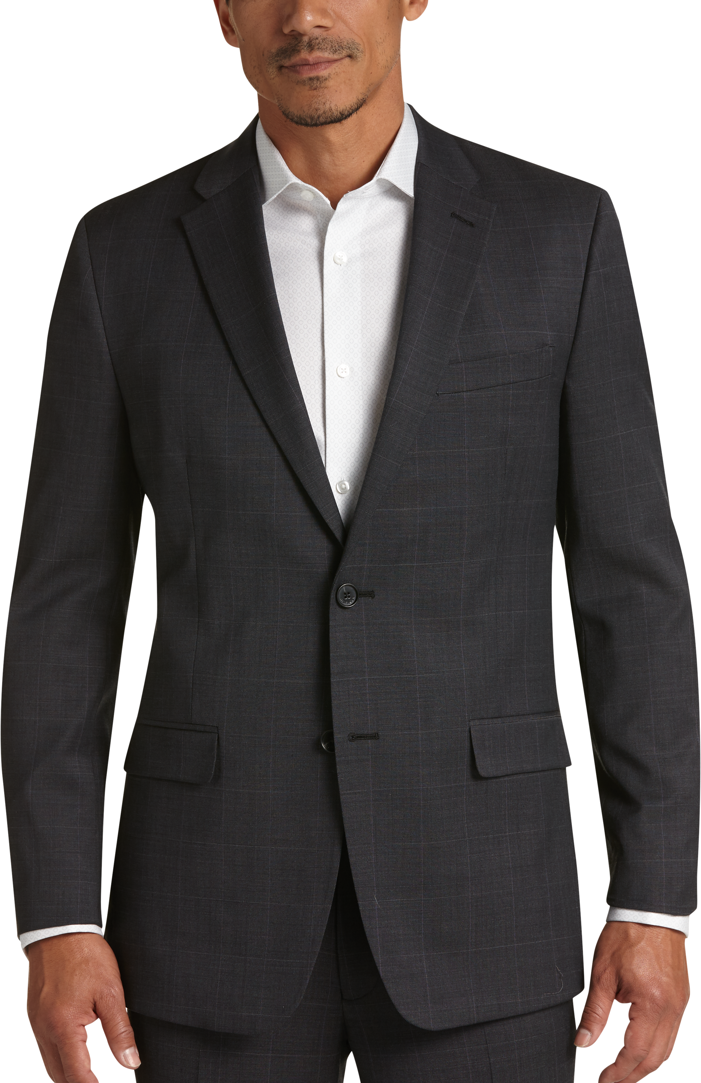 Tommy Hilfiger Charcoal Windowpane Plaid Slim Fit Suit - Men's Suits ...