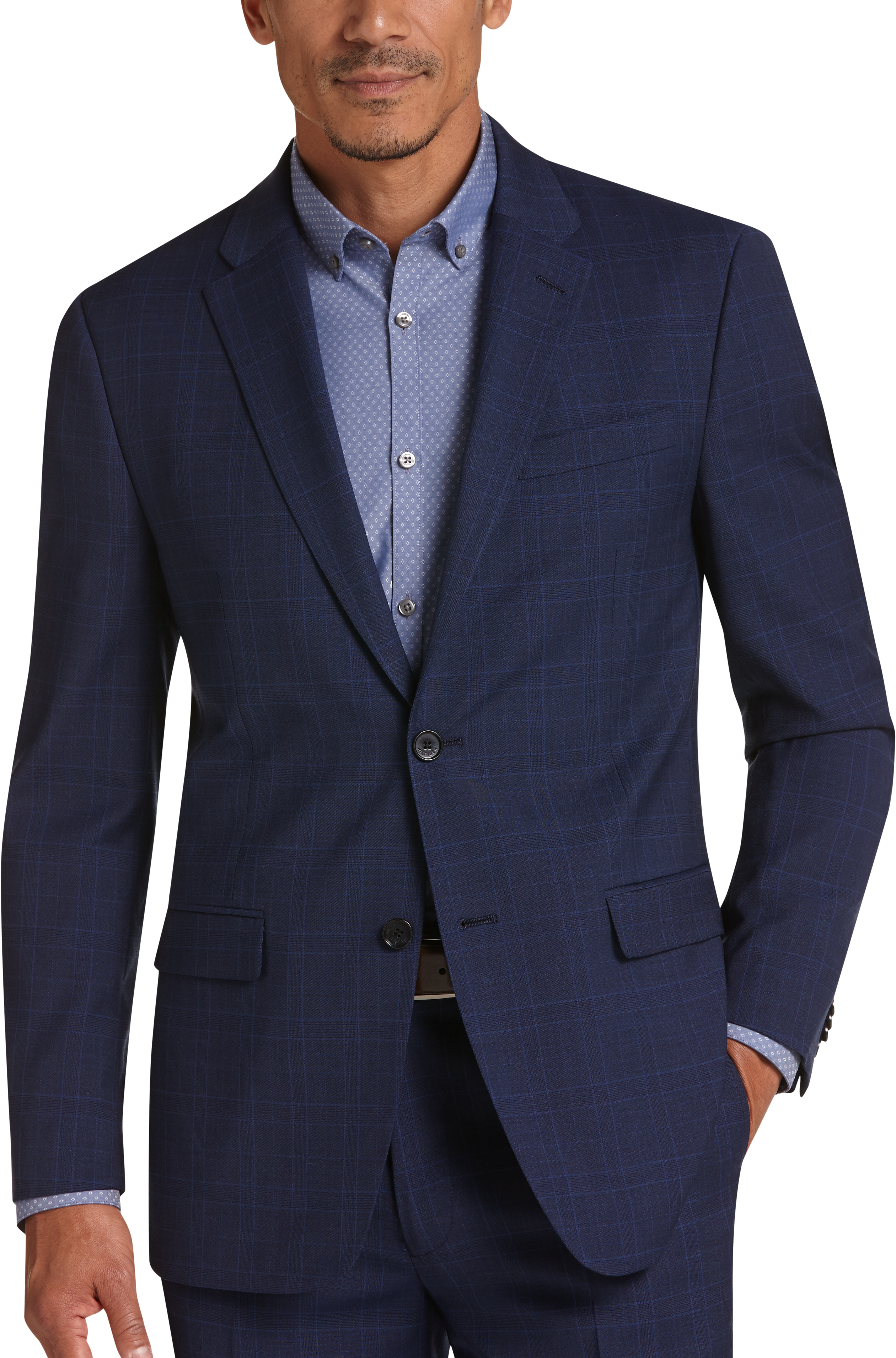 Tommy Hilfiger Blue Plaid Slim Fit Suit 