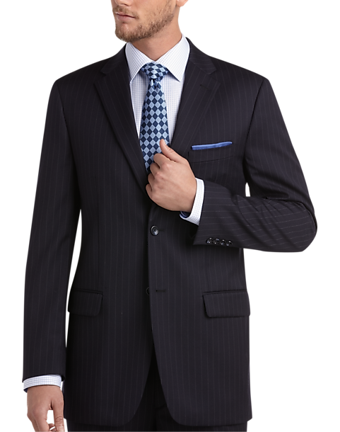 Jones New York Classic Fit Gray Striped Two Button Suit Jacket Blazer 