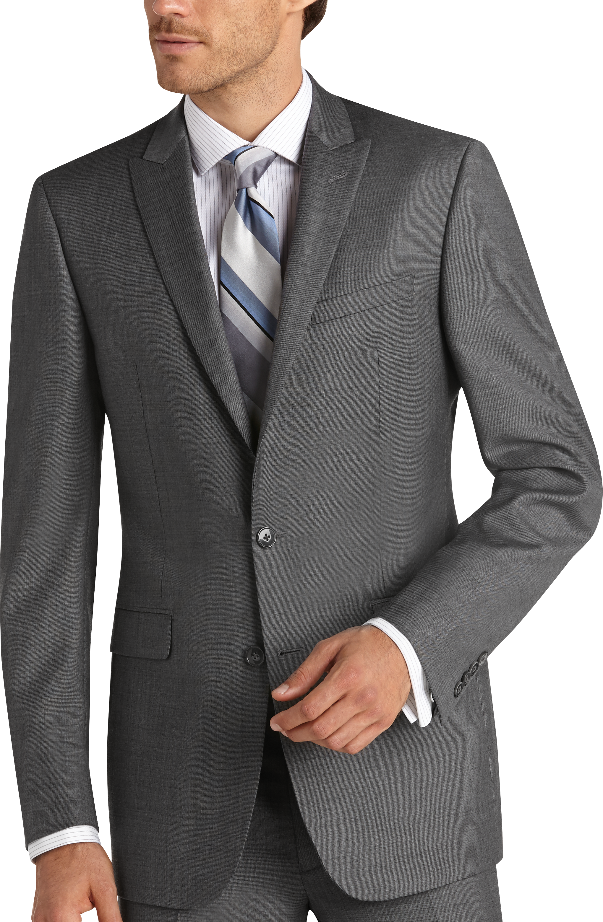 Calvin Klein X-Fit Gray Sharkskin Slim Fit Suit - Men's Sale | Men's  Wearhouse