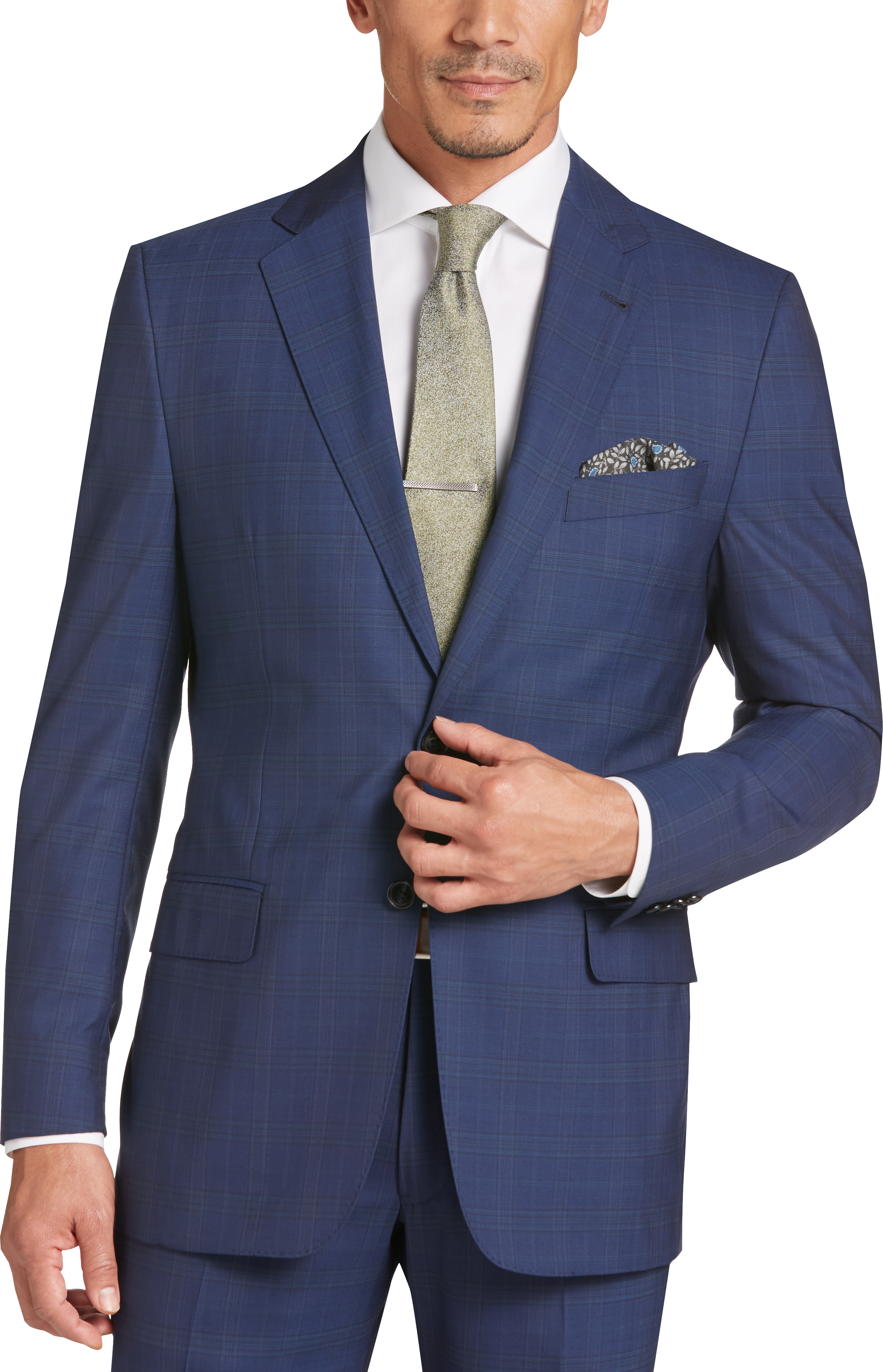 Joseph Abboud Blue Plaid Slim Fit Suit - Men's Sale | Men's Wearhouse