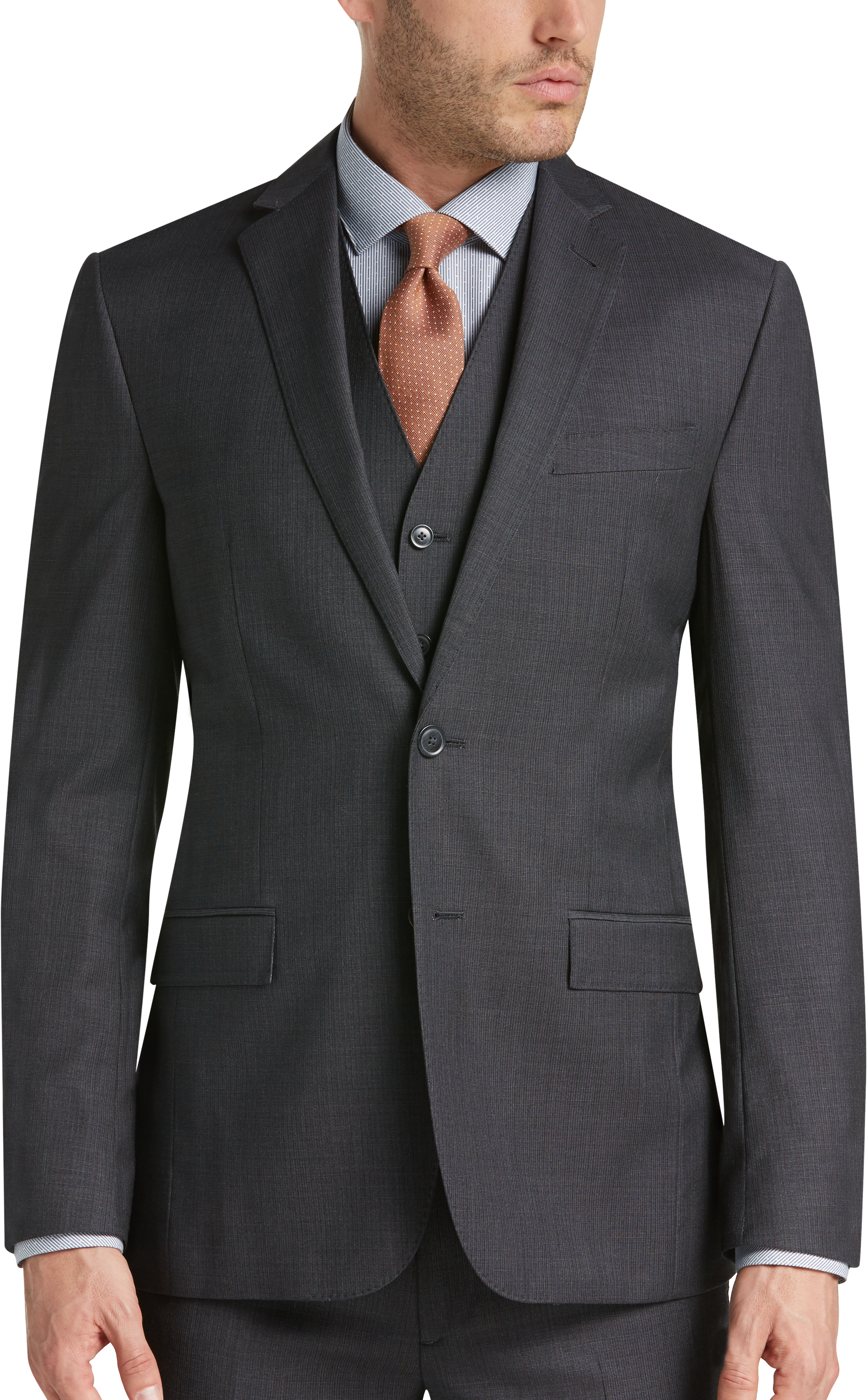 JOE Joseph Abboud Gray Plaid Slim Fit Vested Suit - Men's Sale | Men's ...