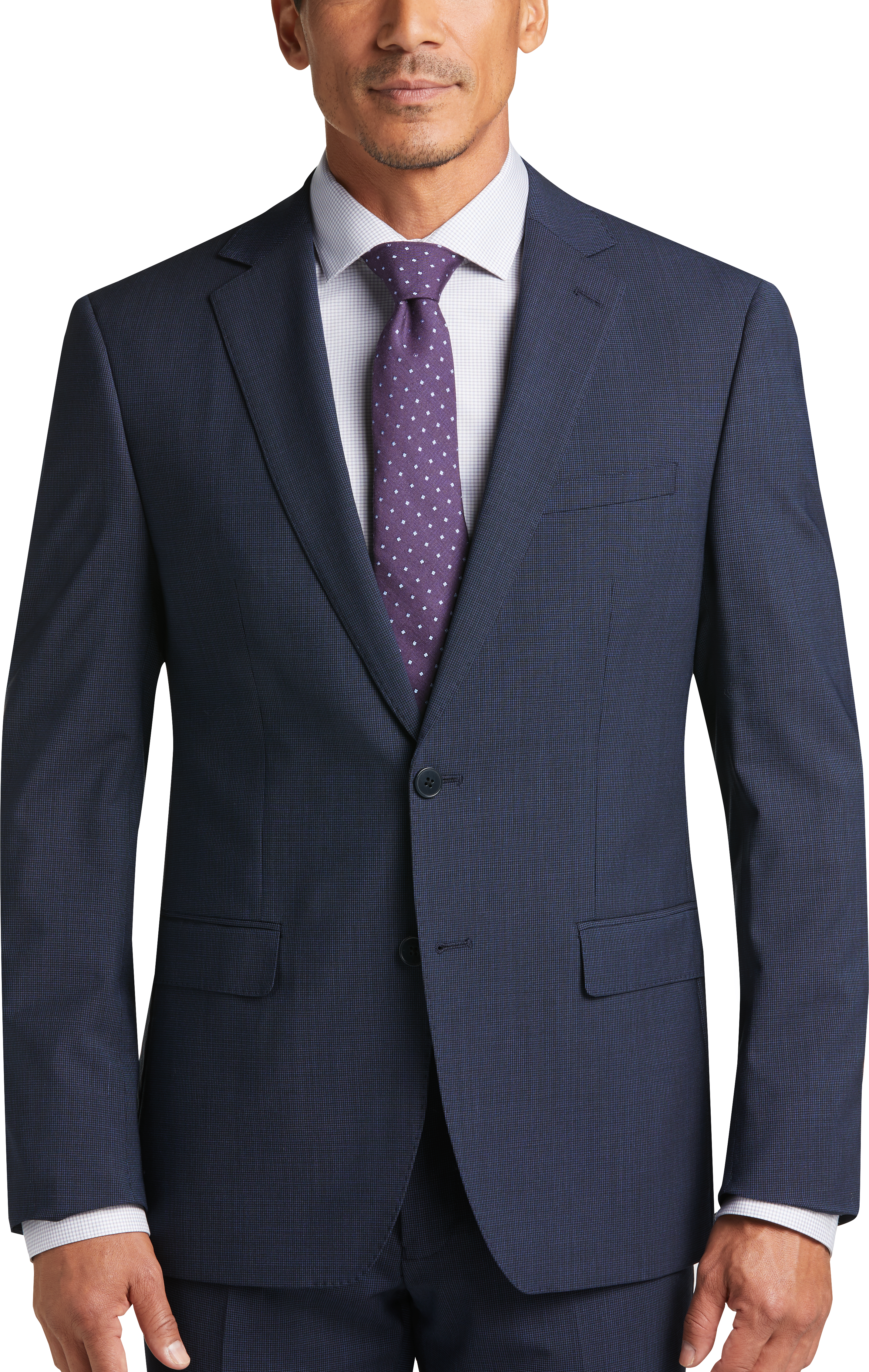 Calvin Klein X-Fit Infinite Navy Check Extreme Slim Fit Suit - Men's ...