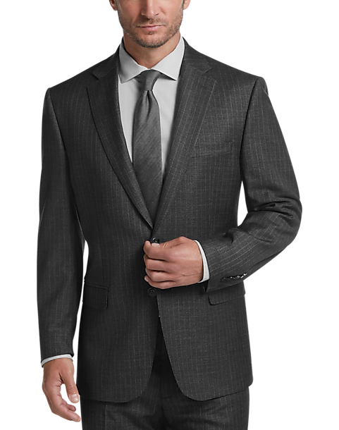 Calvin Klein X-Fit Charcoal Stripe Extreme Slim Fit Suit - Men's Suits ...