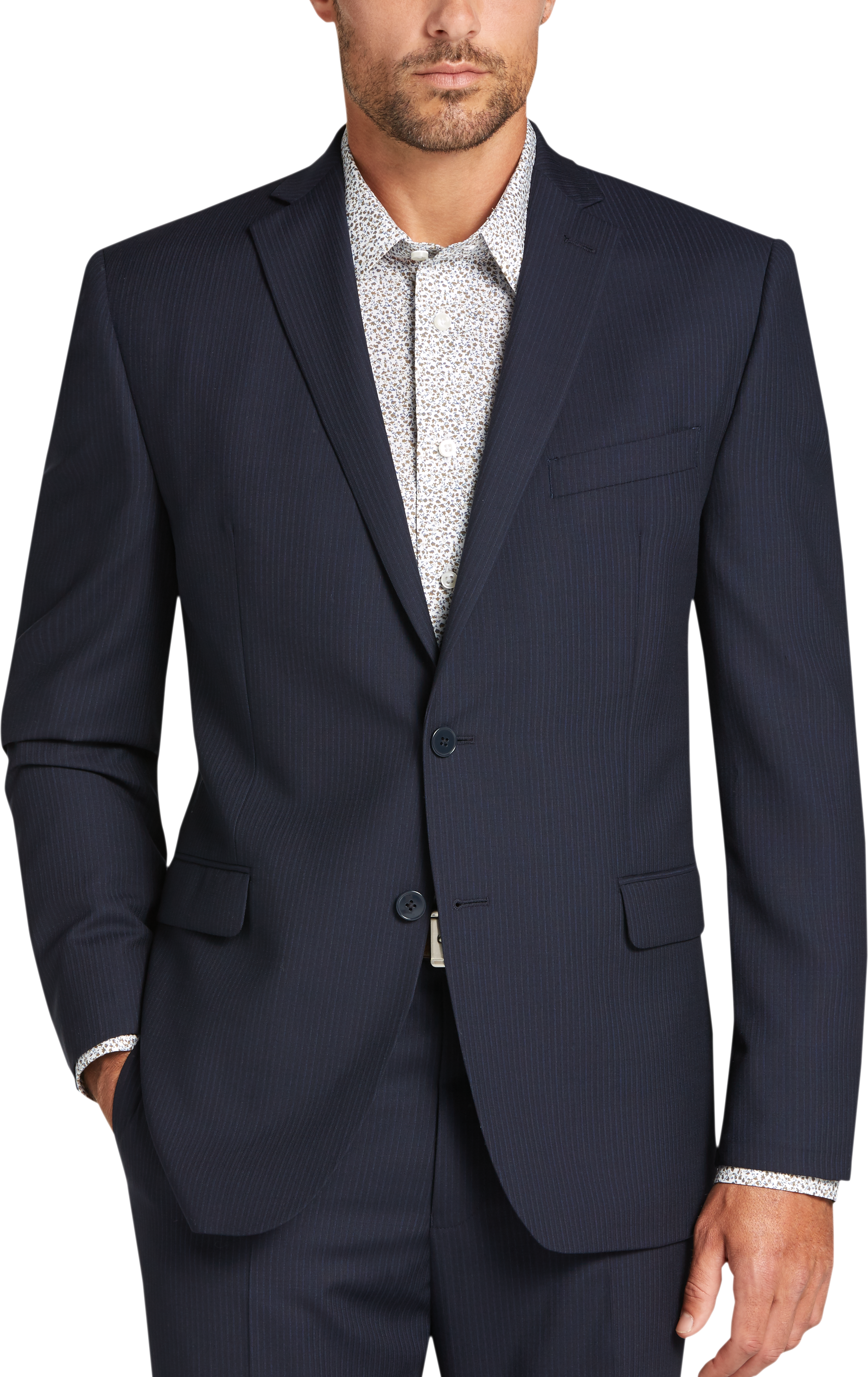 Calvin Klein Navy Stripe Modern Fit Suit - Men's Sale | Men's Wearhouse