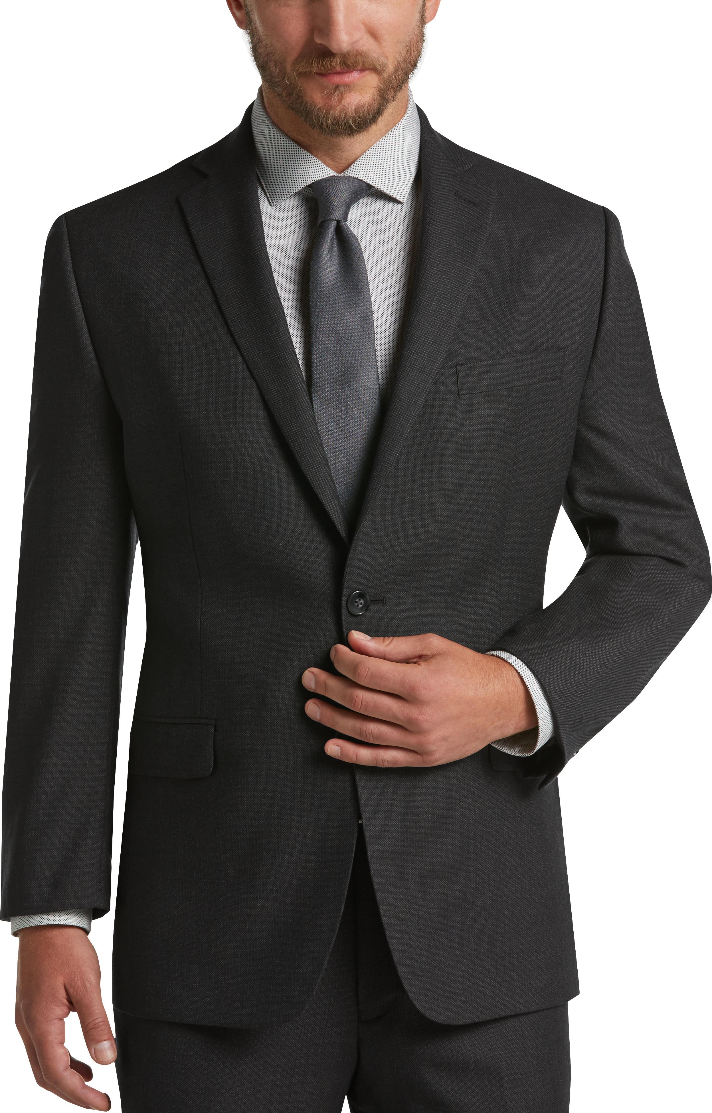 Calvin Klein Charcoal Tic Slim Fit Suit - Men's Sale | Men's Wearhouse