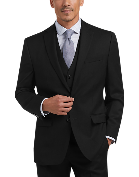 Calvin Klein Black Herringbone Modern Fit Suit - Men's Suits | Men's ...