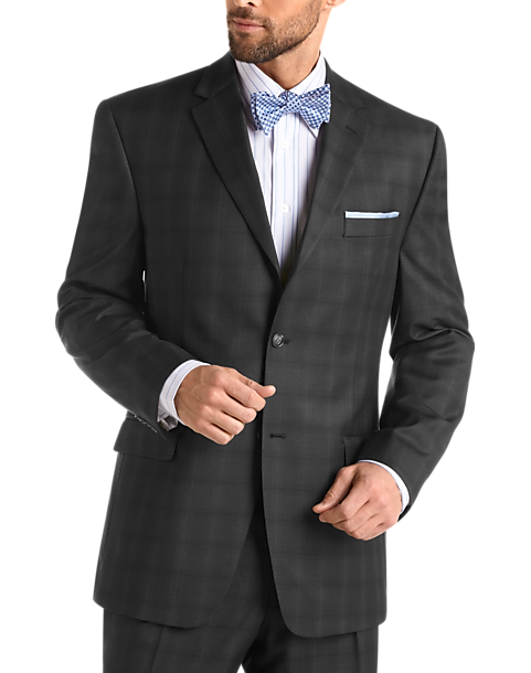 $75 Sean John Black Gray Glen Plaid Regular Fit Wool Blend Mens Suit Vest 