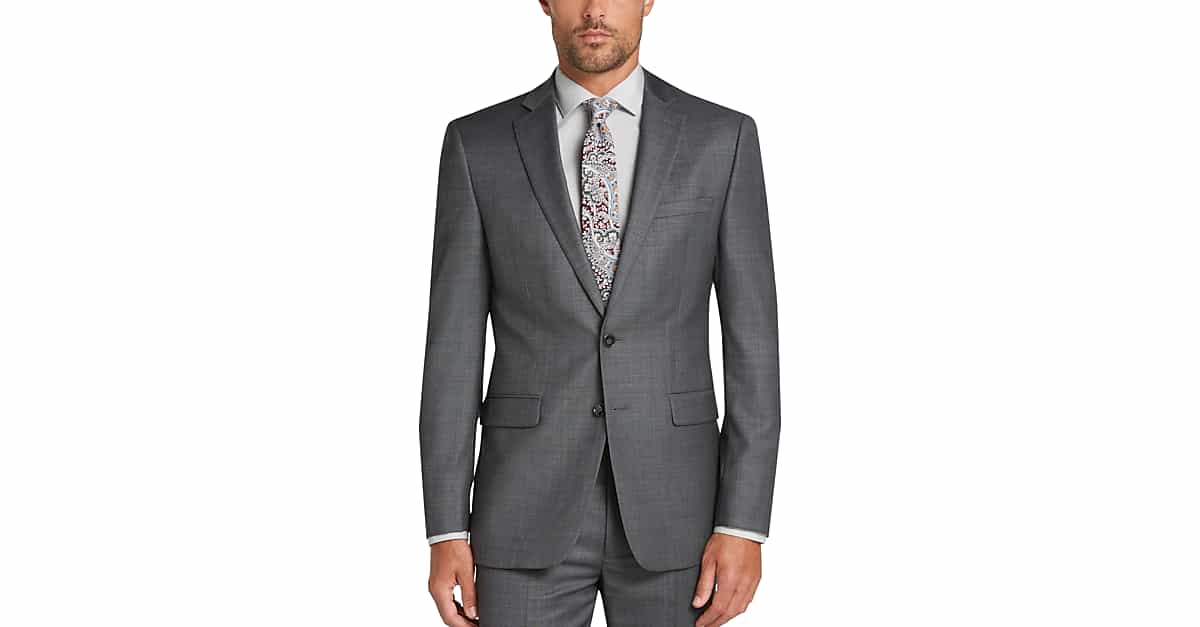 New Look Men's Slim Fit Suit Jacket Grey Mid Grey 46 Regular 