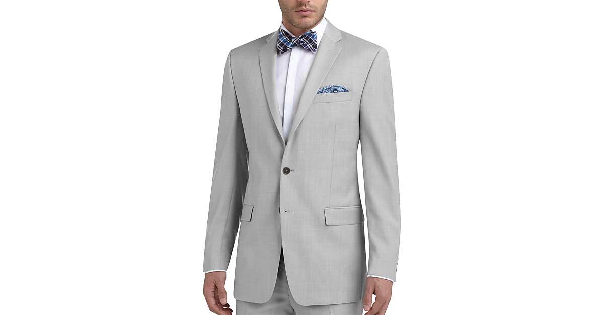 100% Wool Light Gray Sharkskin Suit - Men's Suits - Calvin Klein | Men's  Wearhouse
