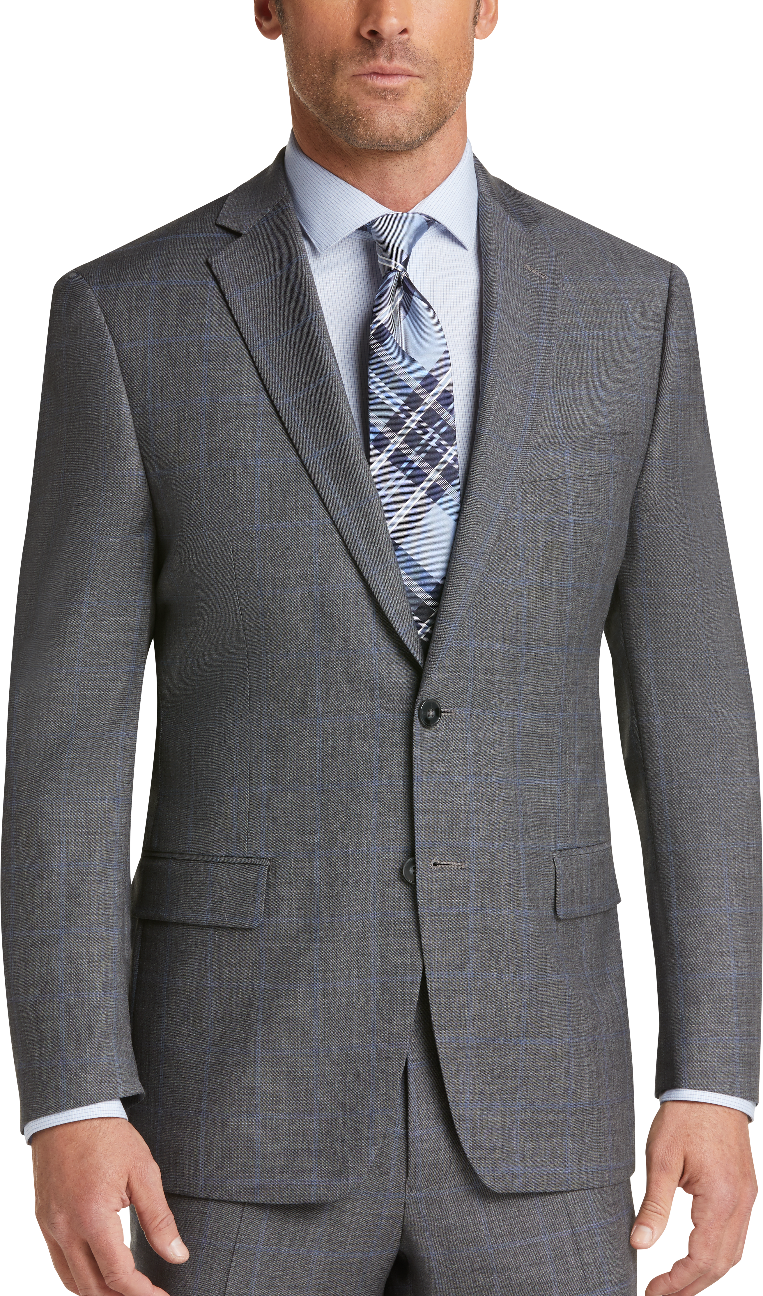 Calvin Klein Gray Plaid Modern Fit Suit - Men's Sale | Men's Wearhouse