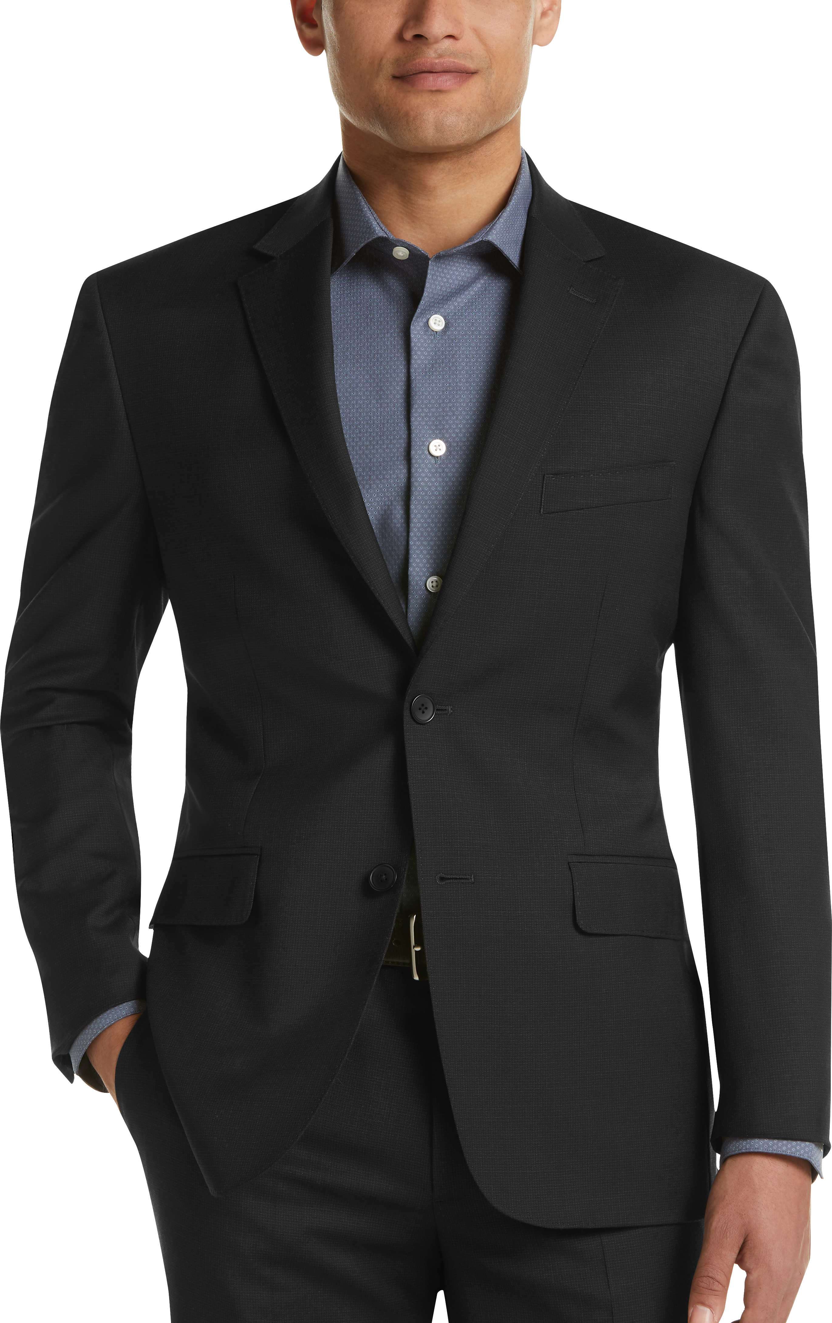 Awearness Kenneth Cole Black Mini Check Slim Fit Suit - Men's Suits ...